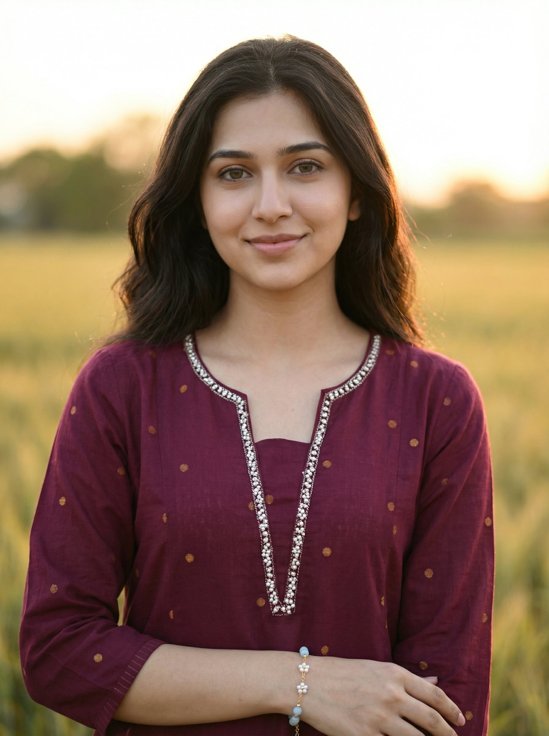 WHISPER OF HANDLOOM WEAVES BURGUNDY SOUTH COTTON KP SET