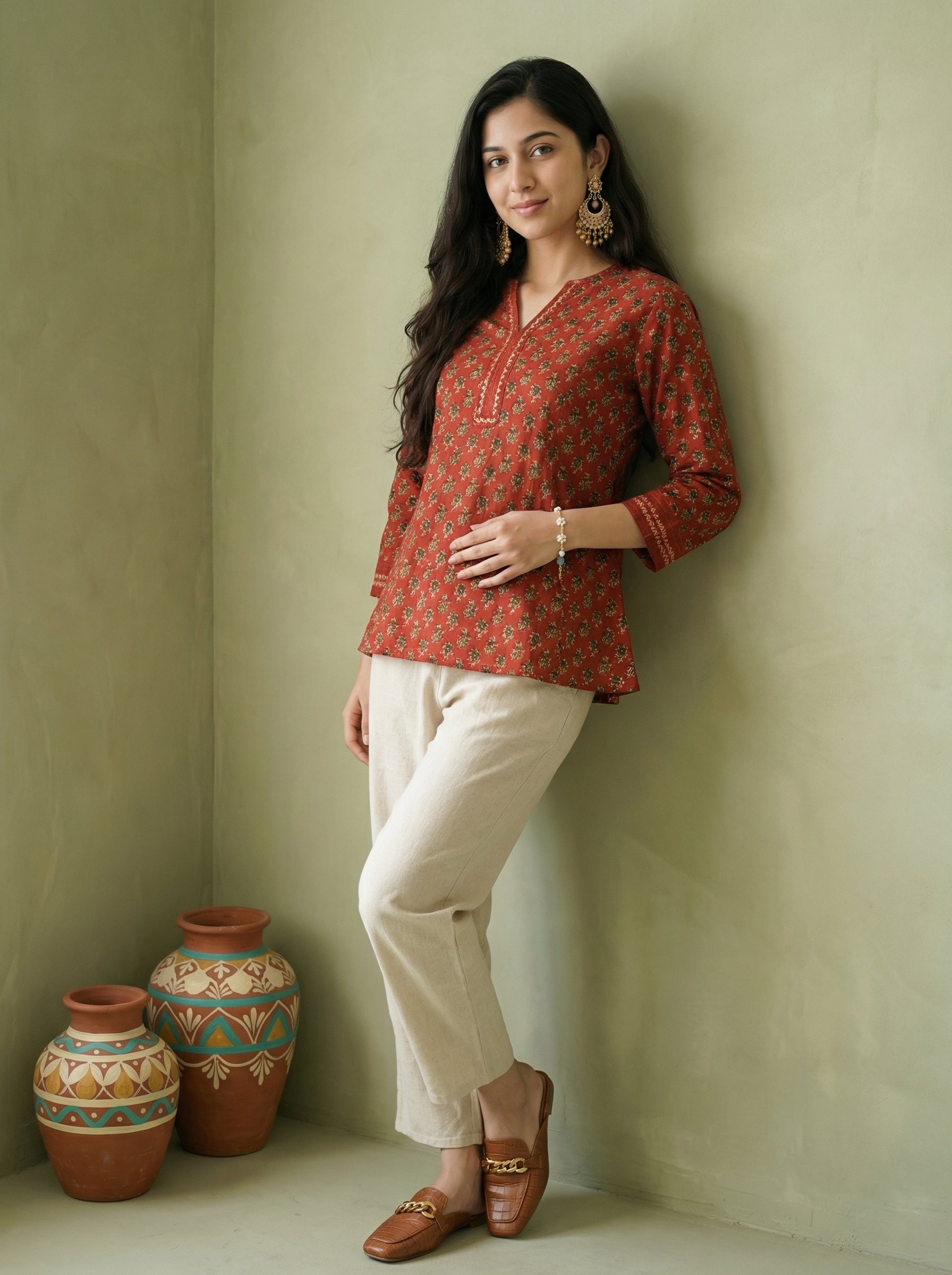 Earthline Collective Cotton Brick Red Top