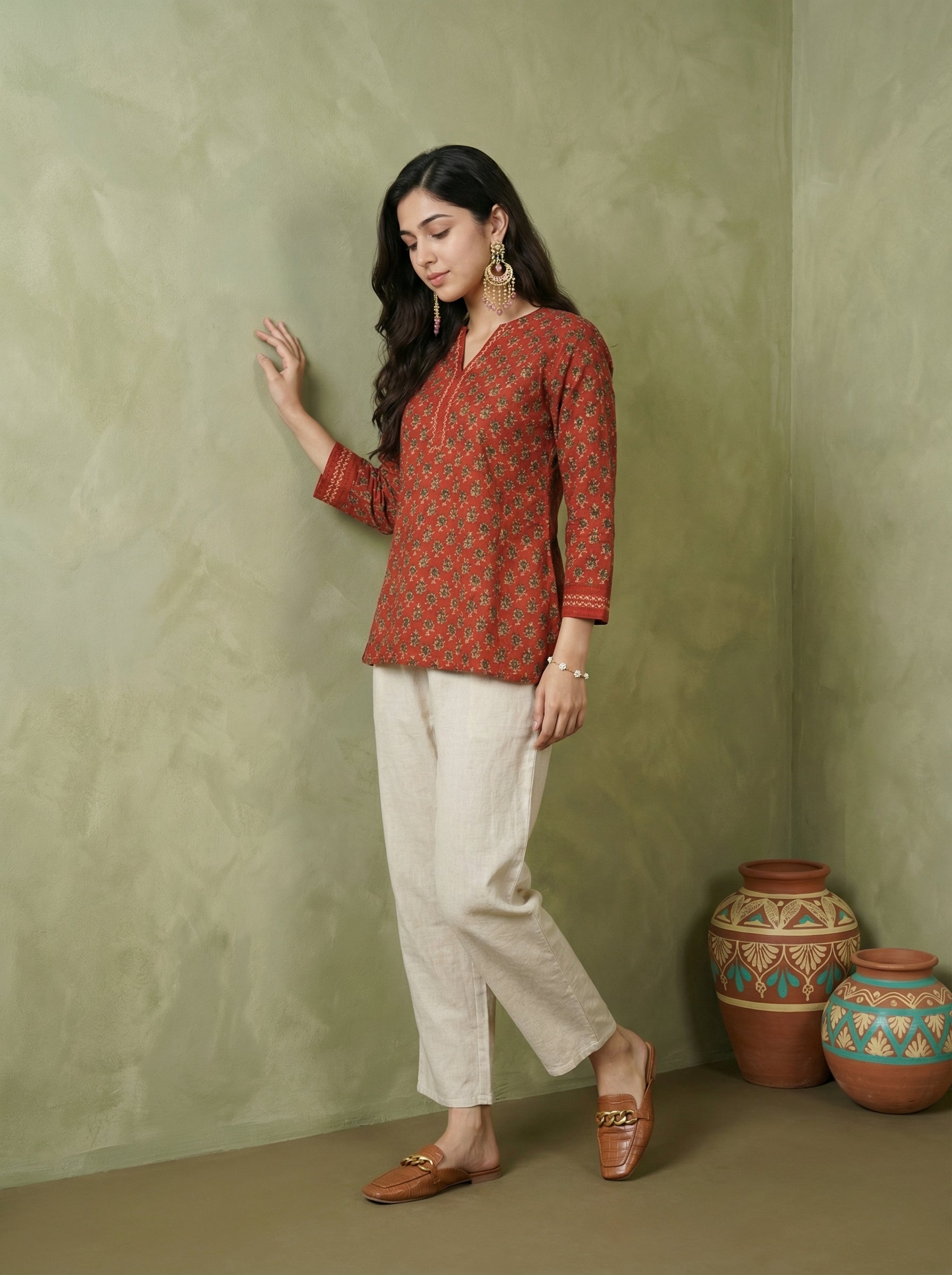Earthline Collective Cotton Brick Red Top