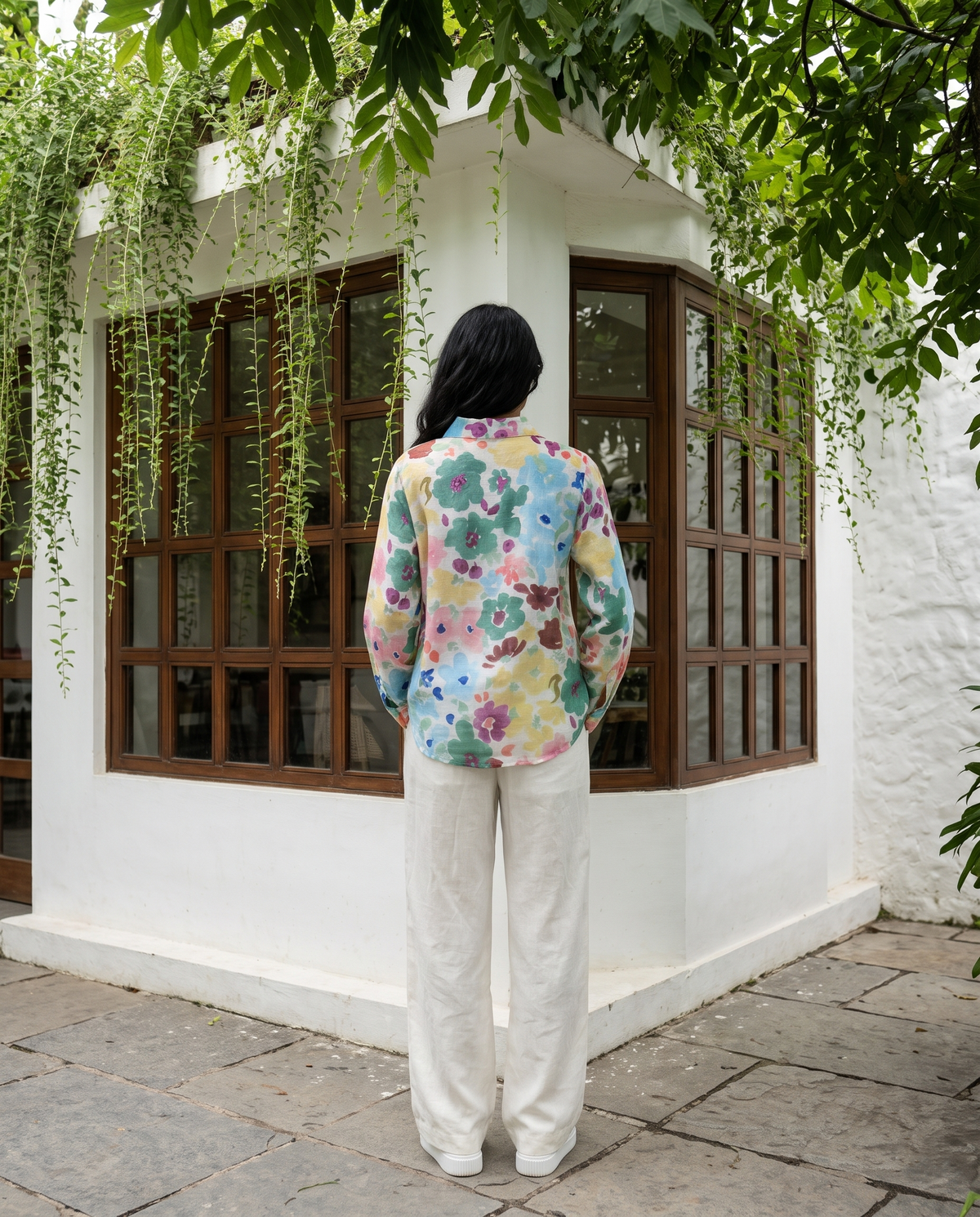 Bamboo Silk 150 GM Pastel Meadow Floral Shirt