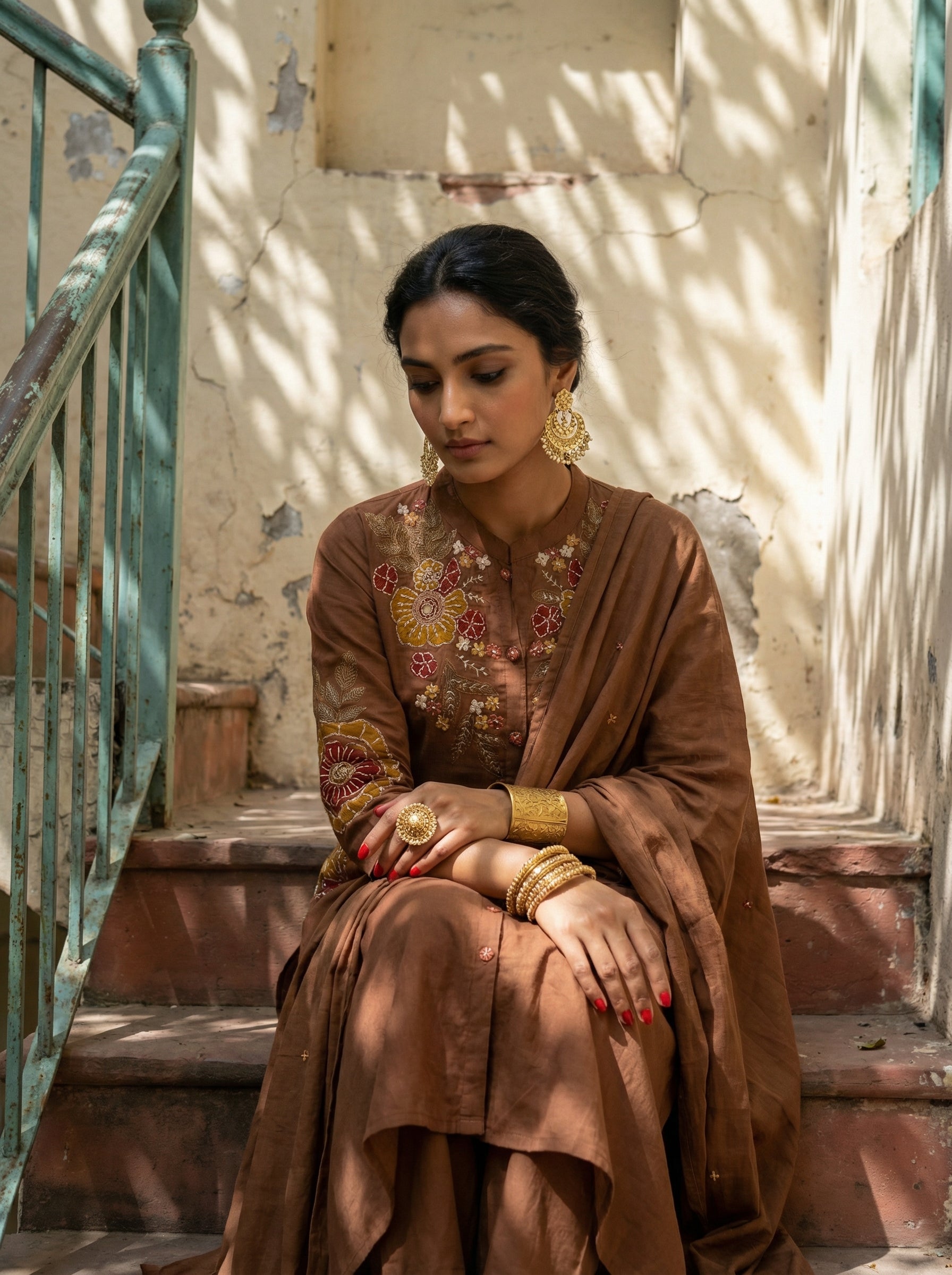 Umber Blossom 3-Piece Brown Set