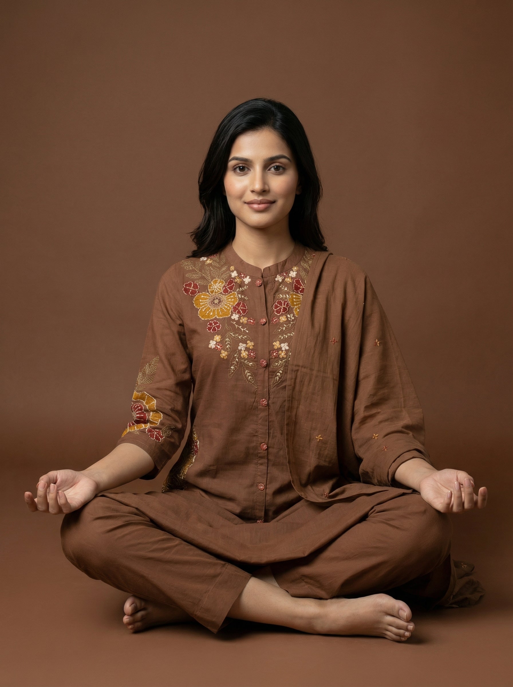 Umber Blossom 3-Piece Brown Set