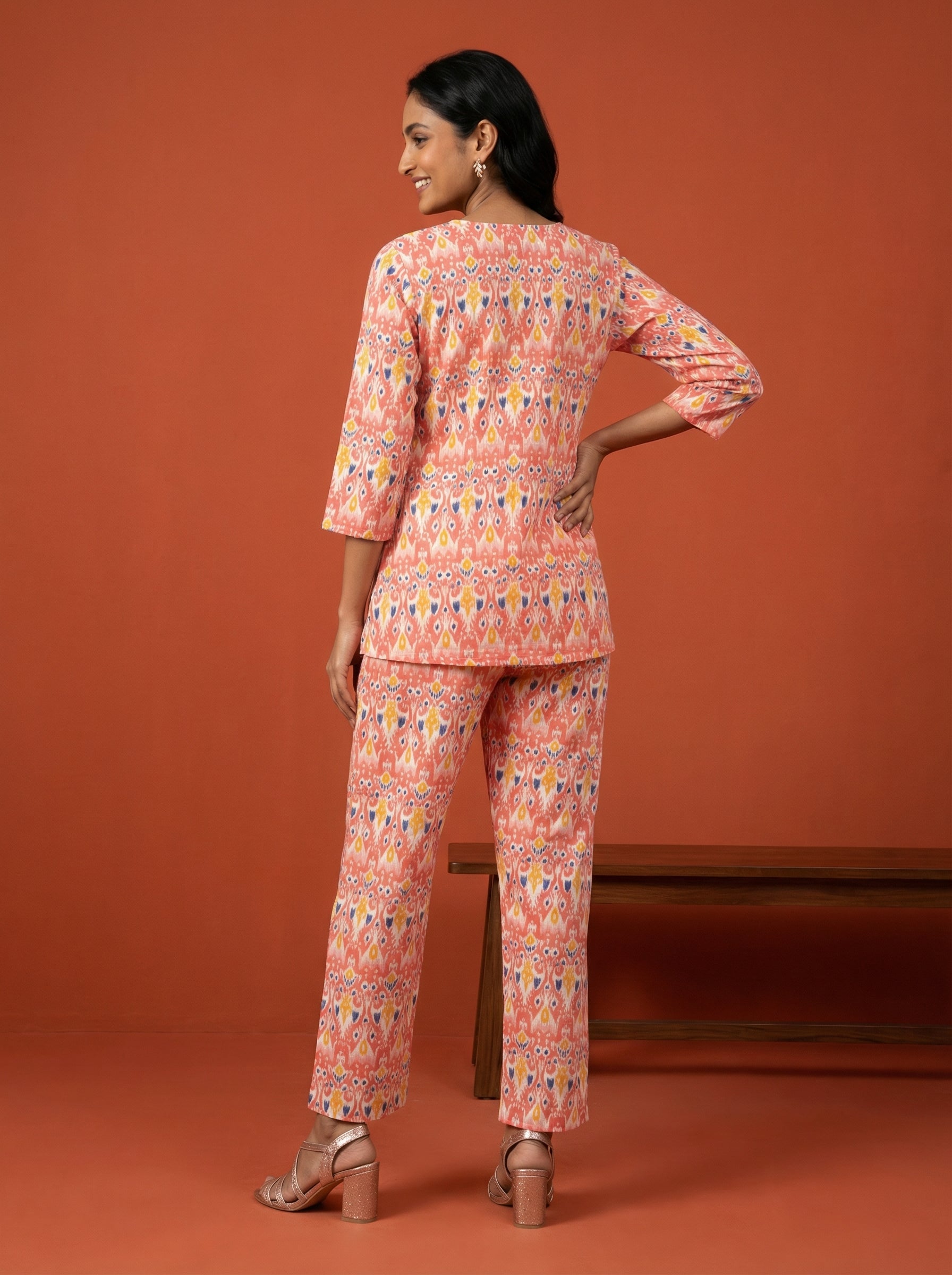 Handprinted Classic Peachish Pink Cordset
