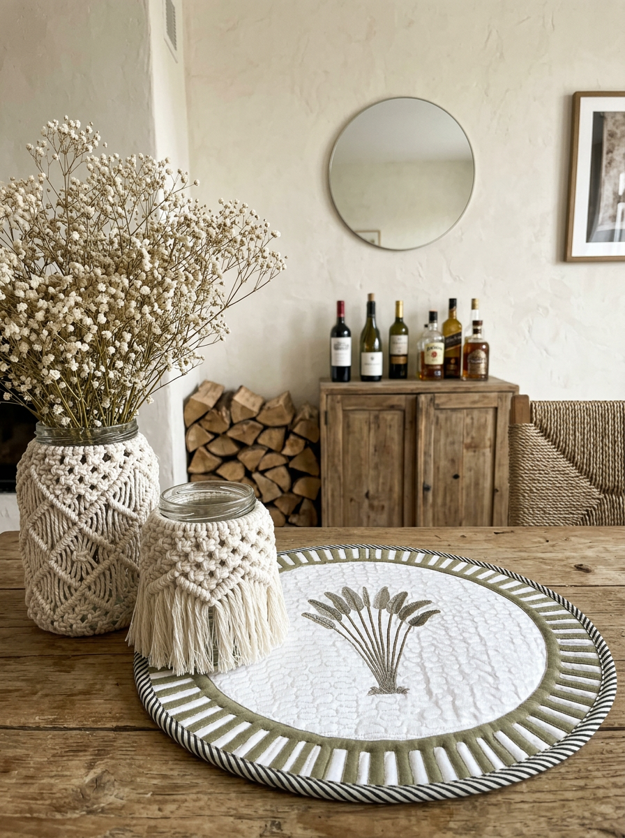 Quilted Meadow Sheaf Round Mat