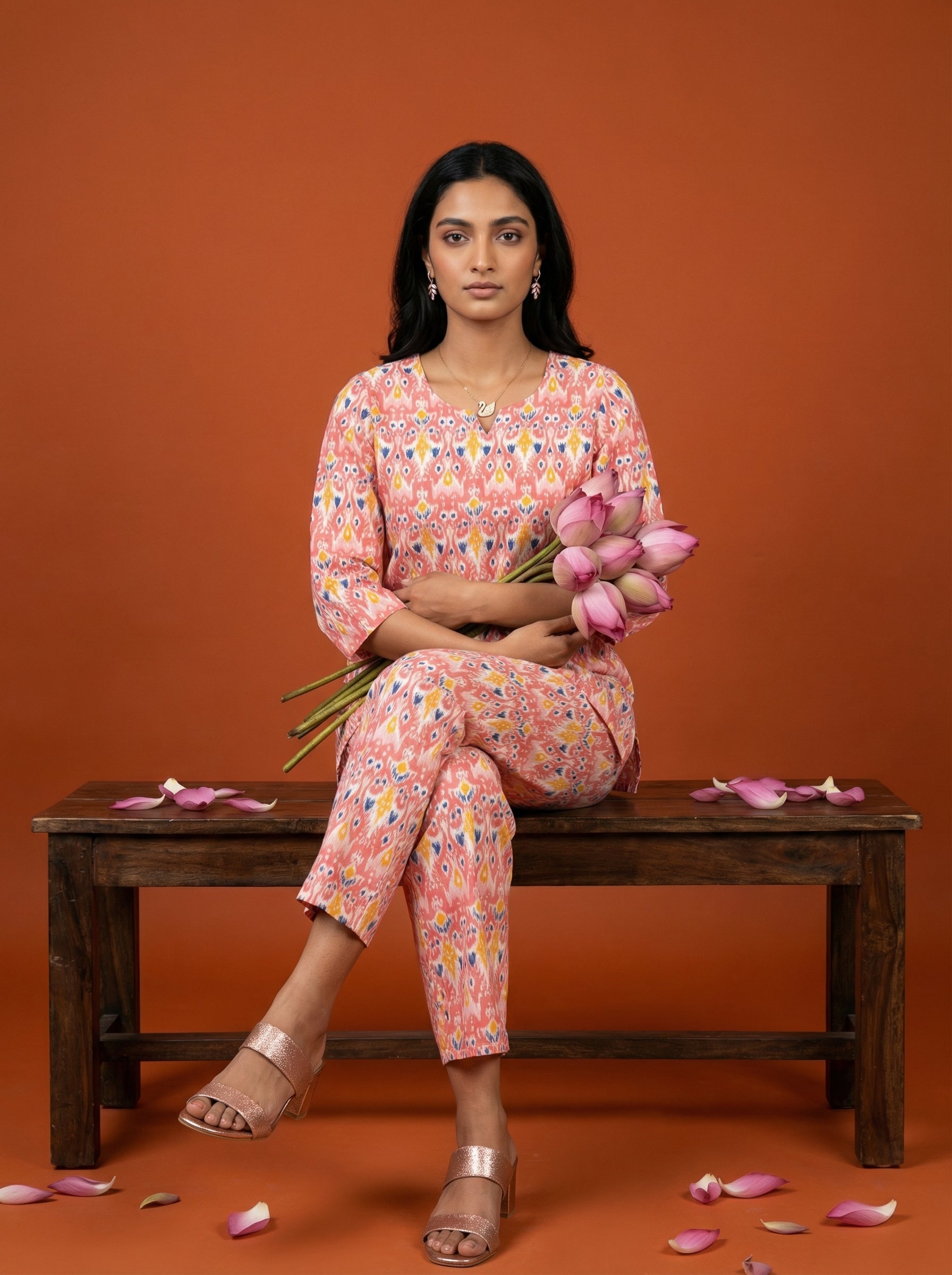 Handprinted Classic Peachish Pink Cordset