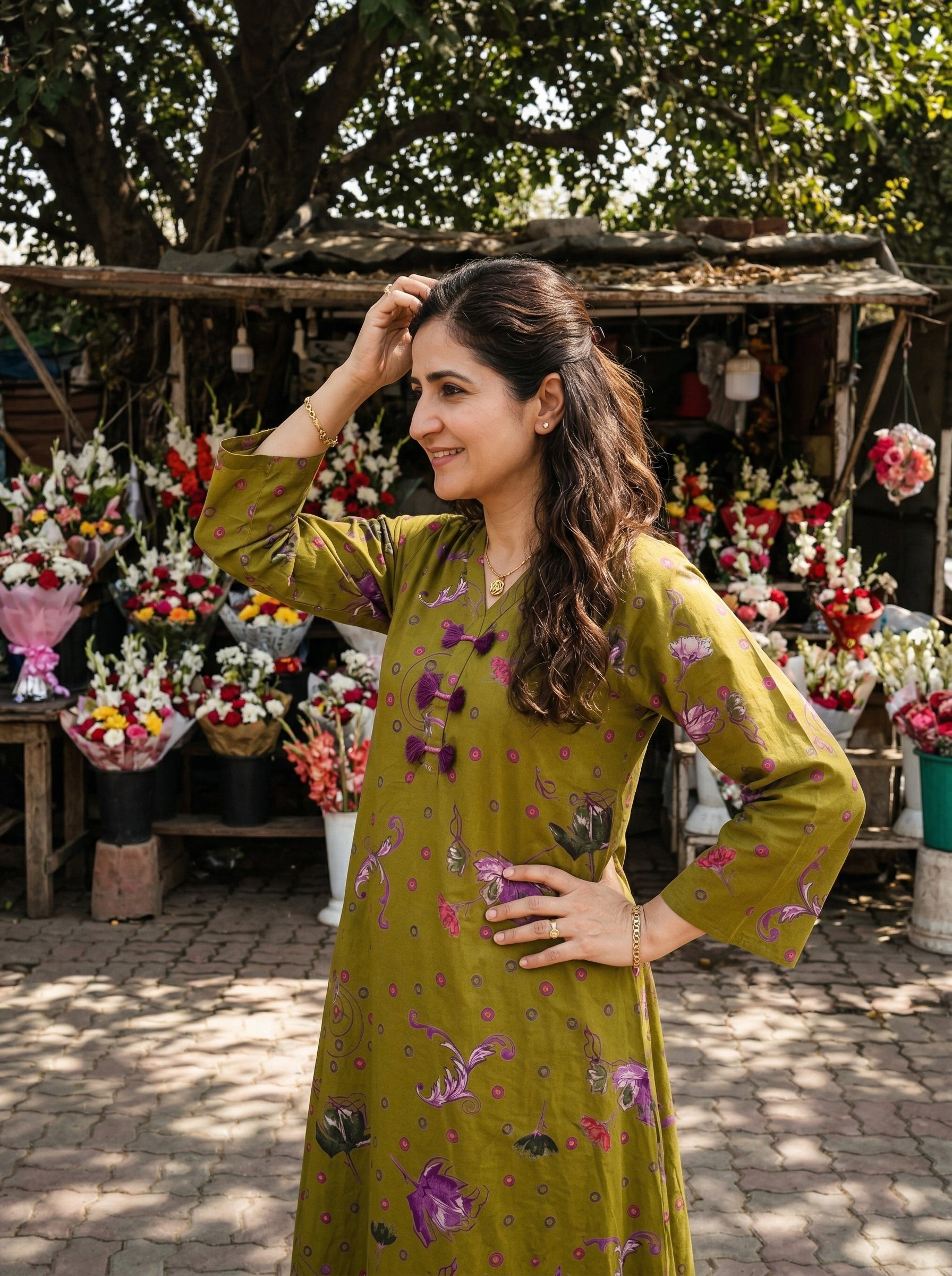 Olive Green Baghbaan Cotton KP Set