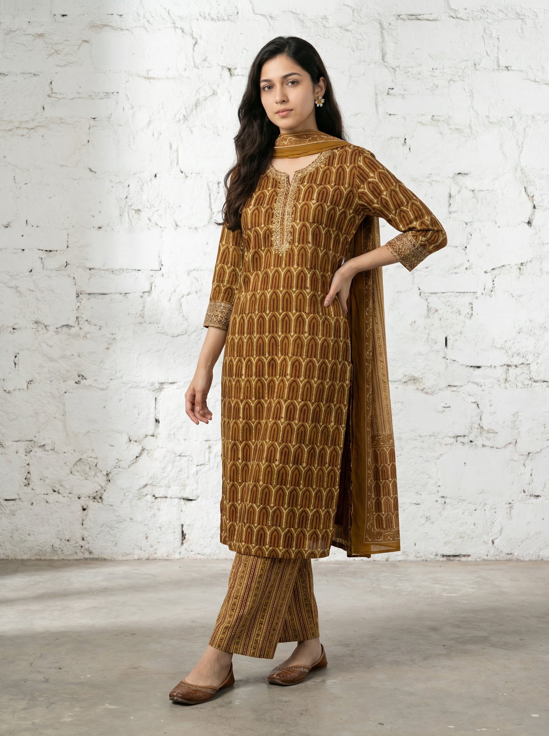 Urban Rang Cotton Mustard Brown KPD Set