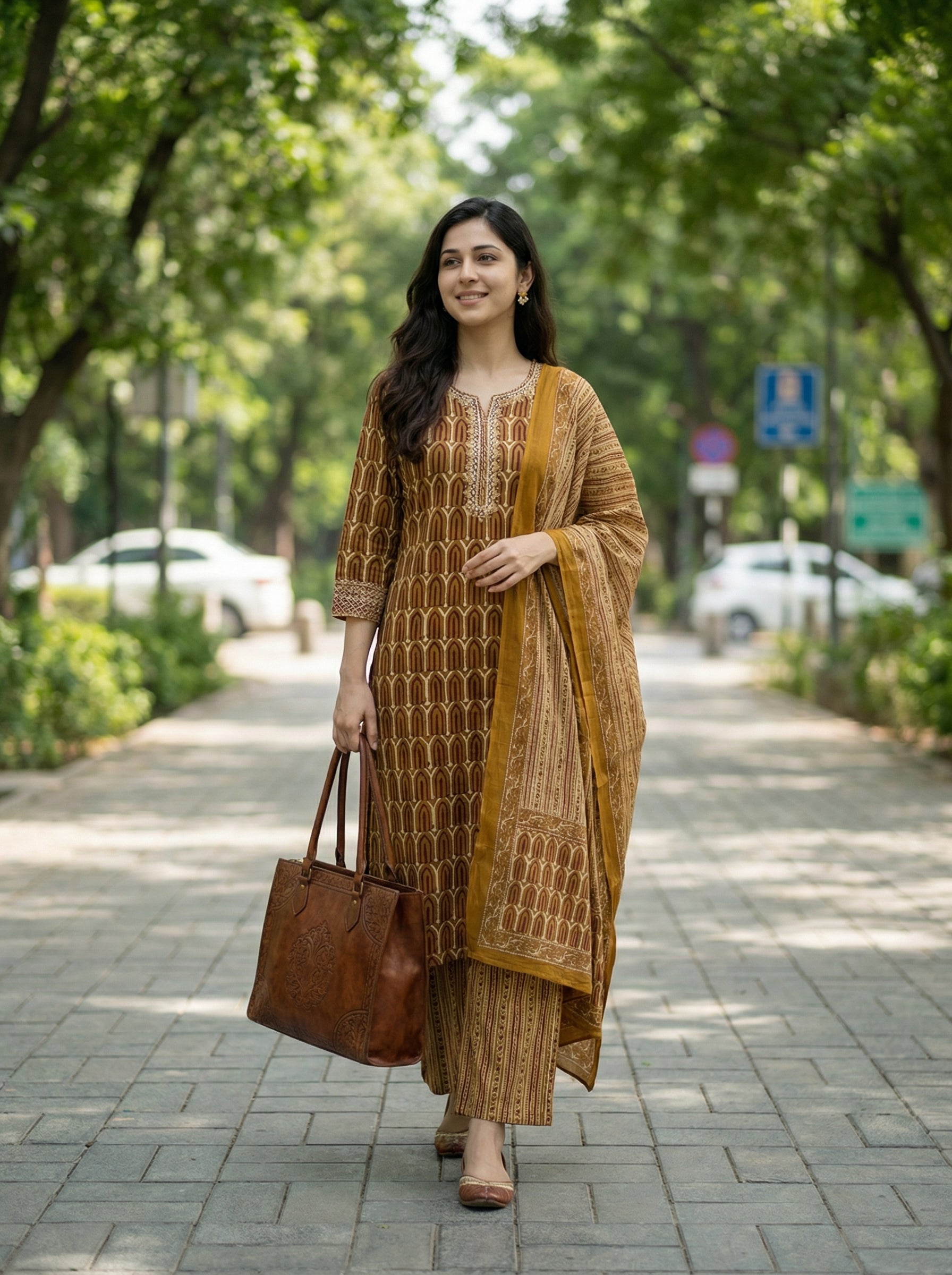 Urban Rang Cotton Mustard Brown KPD Set