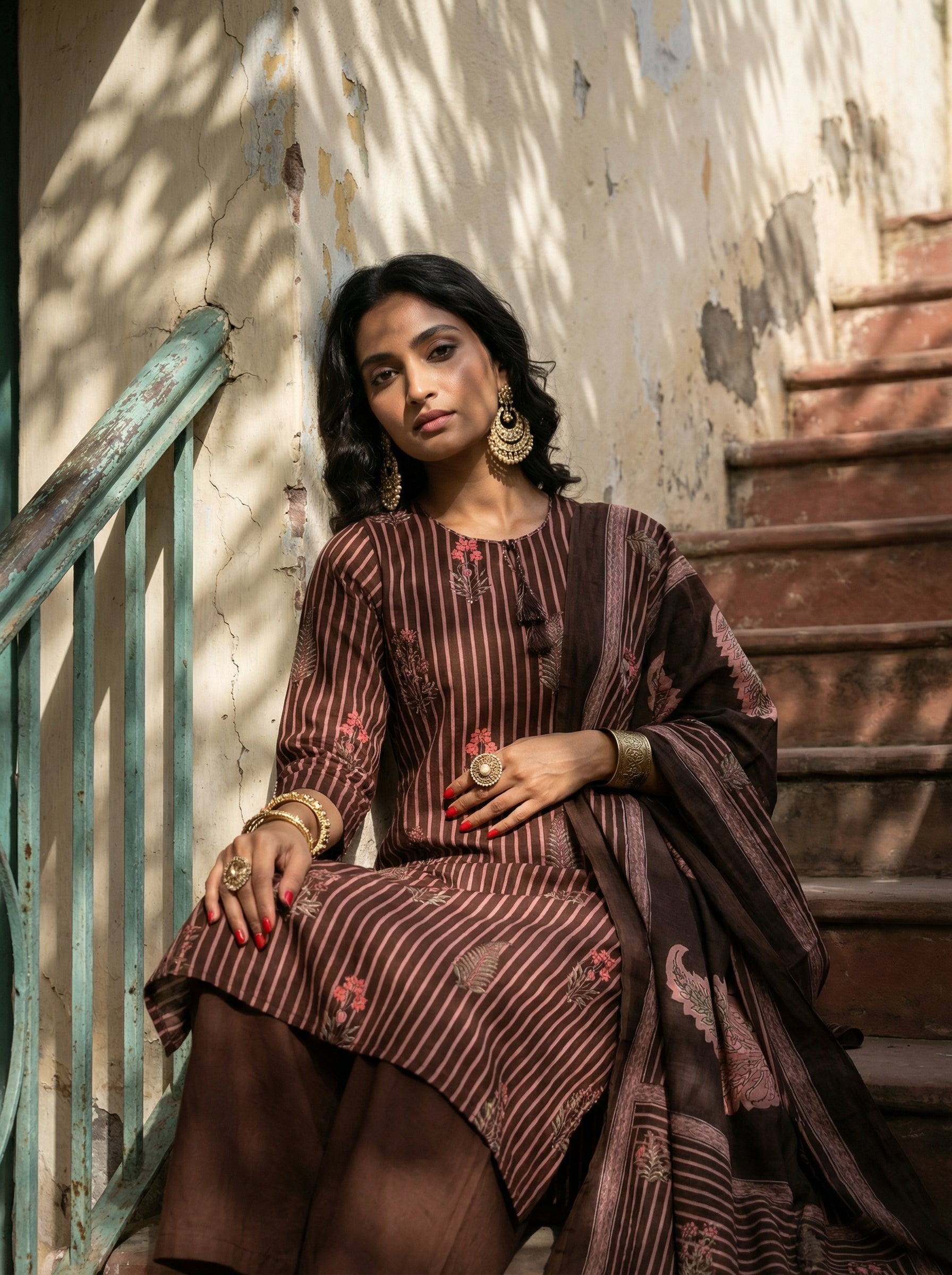 BLOOMING STRIPES BROWN KPD SET