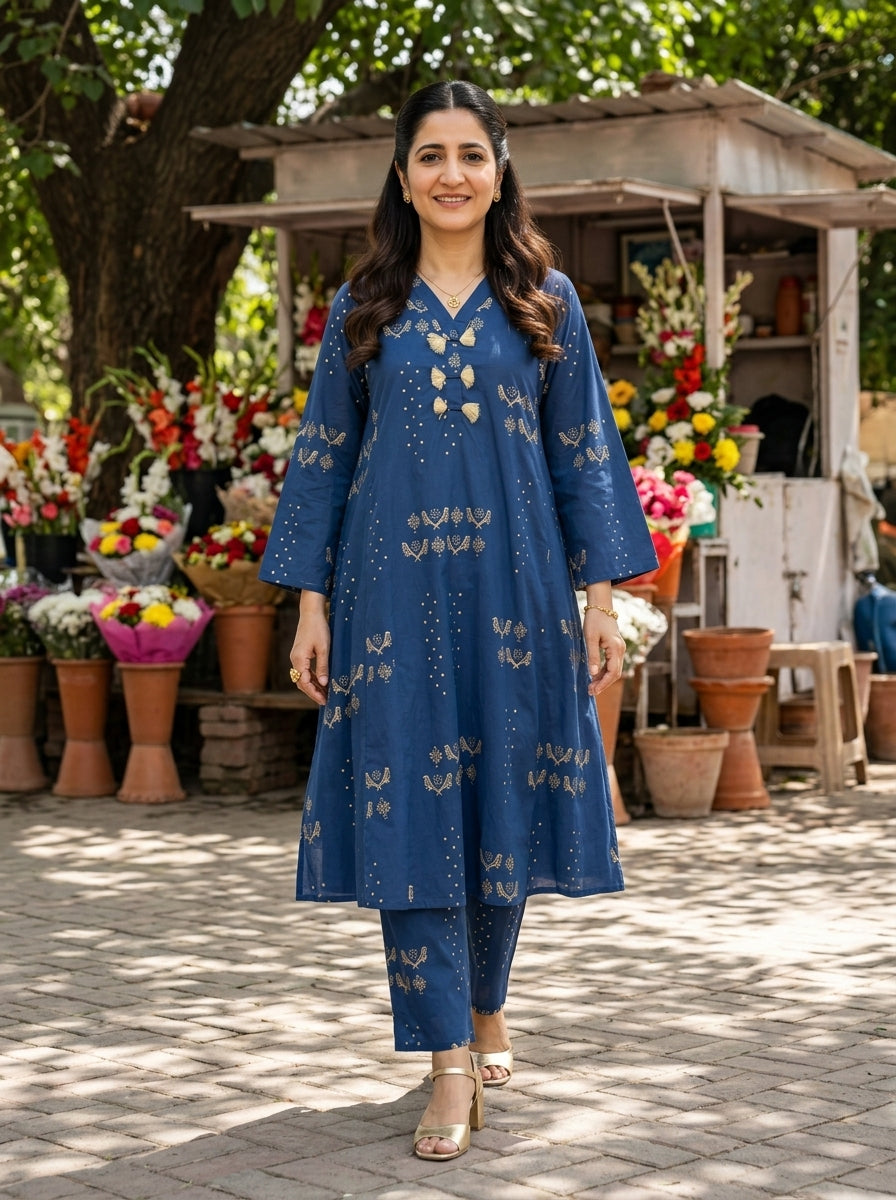 Blue Baghbaan Cotton KP Set