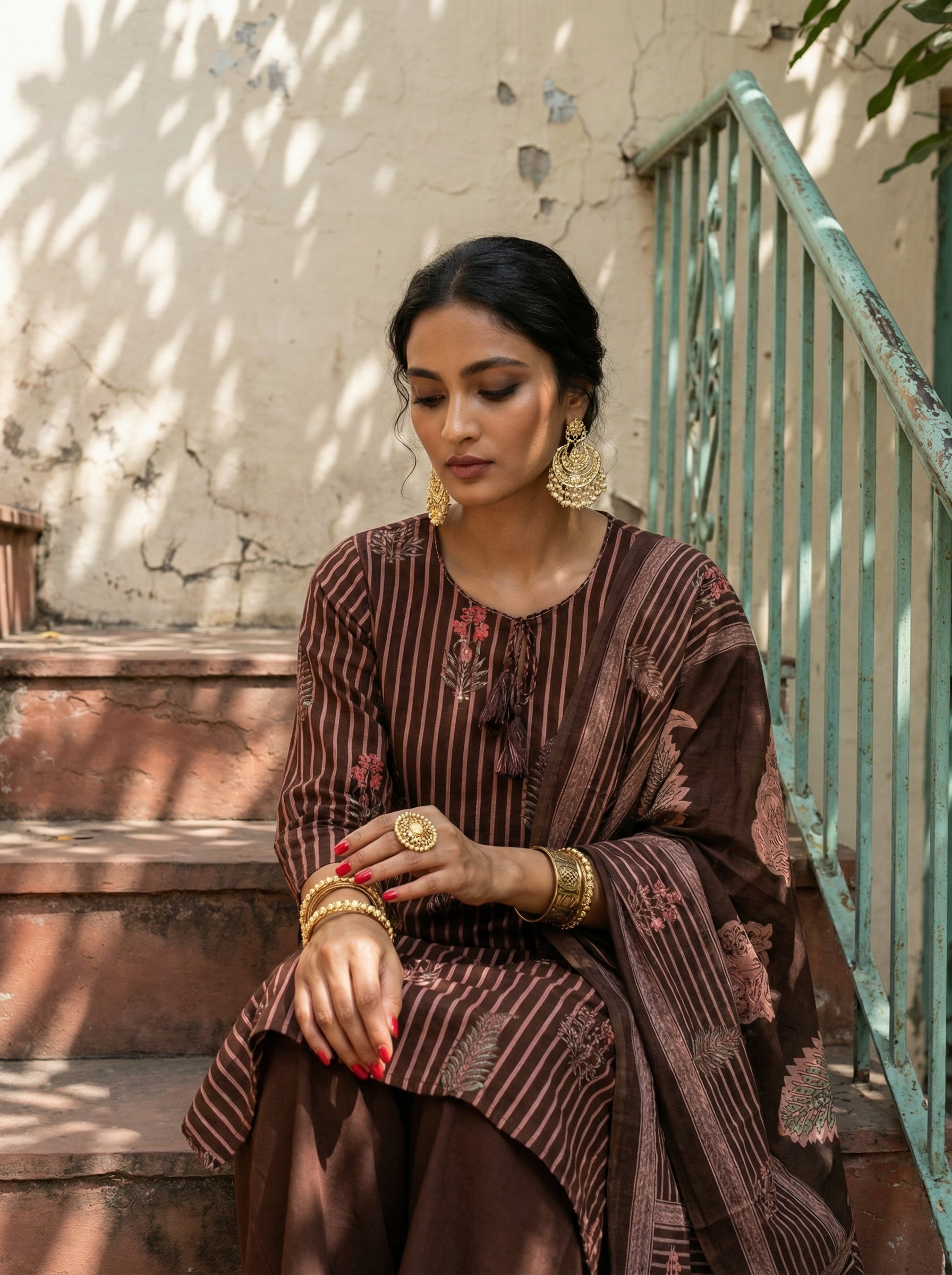 BLOOMING STRIPES BROWN KPD SET