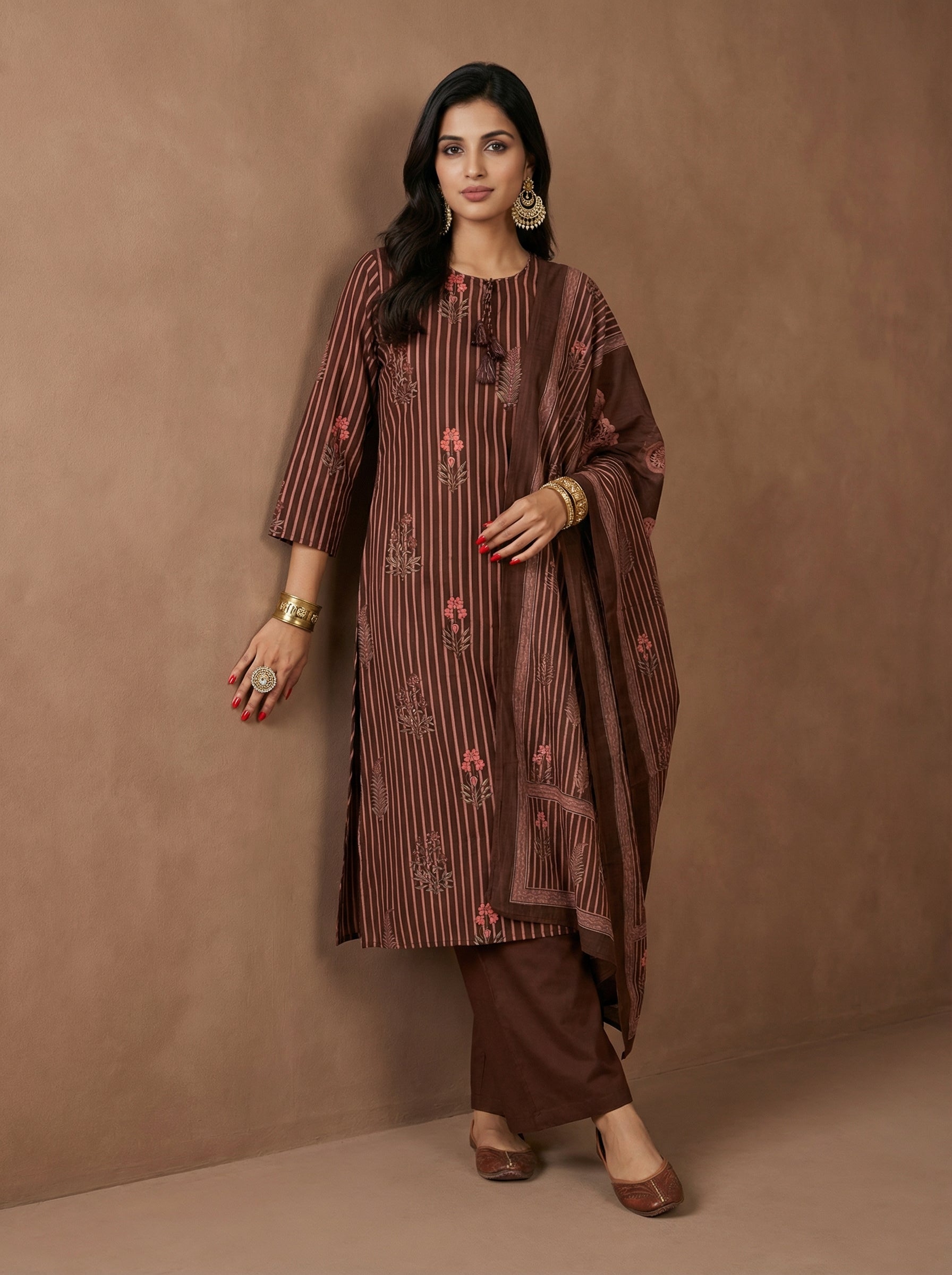 BLOOMING STRIPES BROWN KPD SET