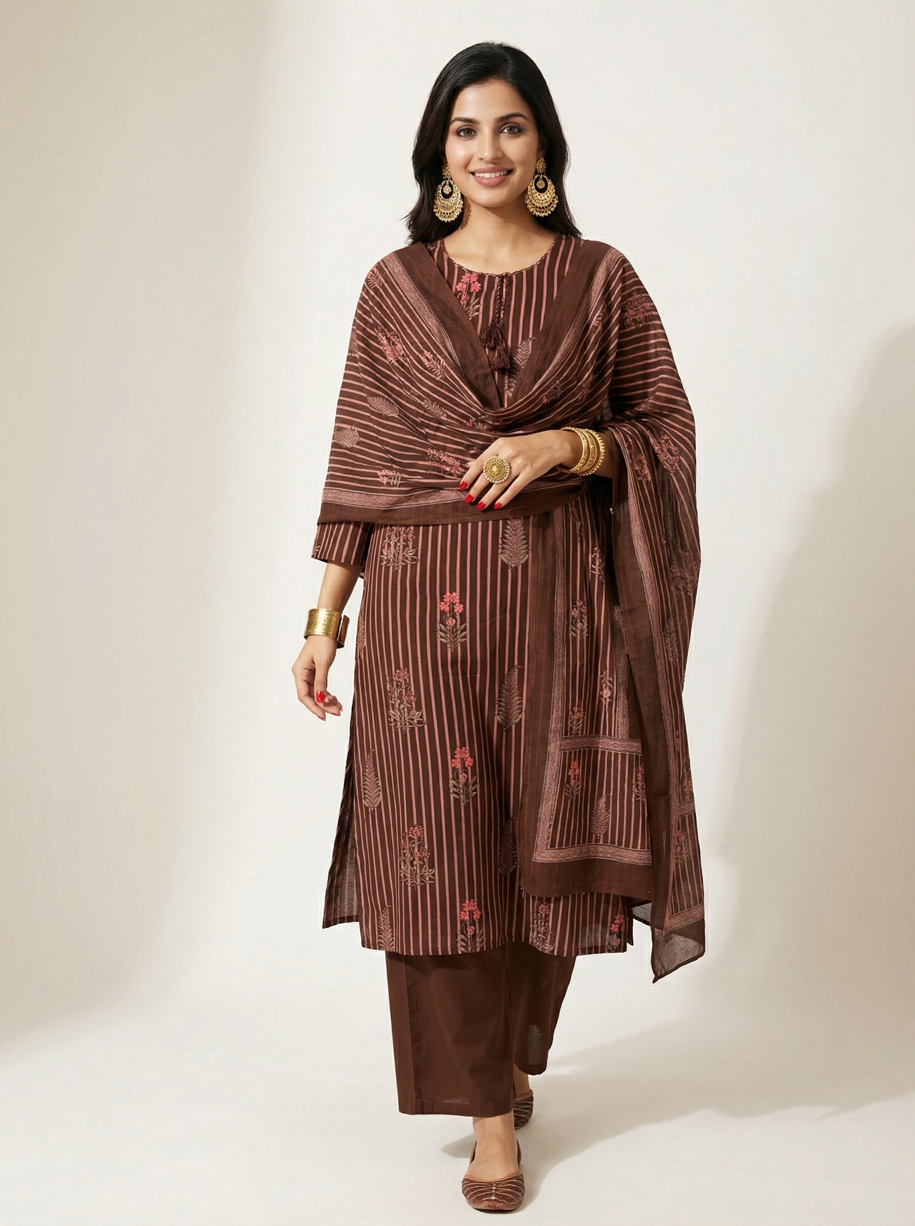 BLOOMING STRIPES BROWN KPD SET