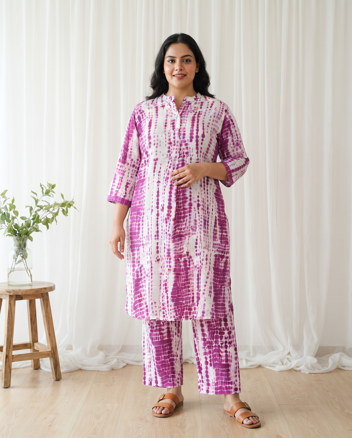 SAIRA TIE DYE 2 PC SET - PURPLE