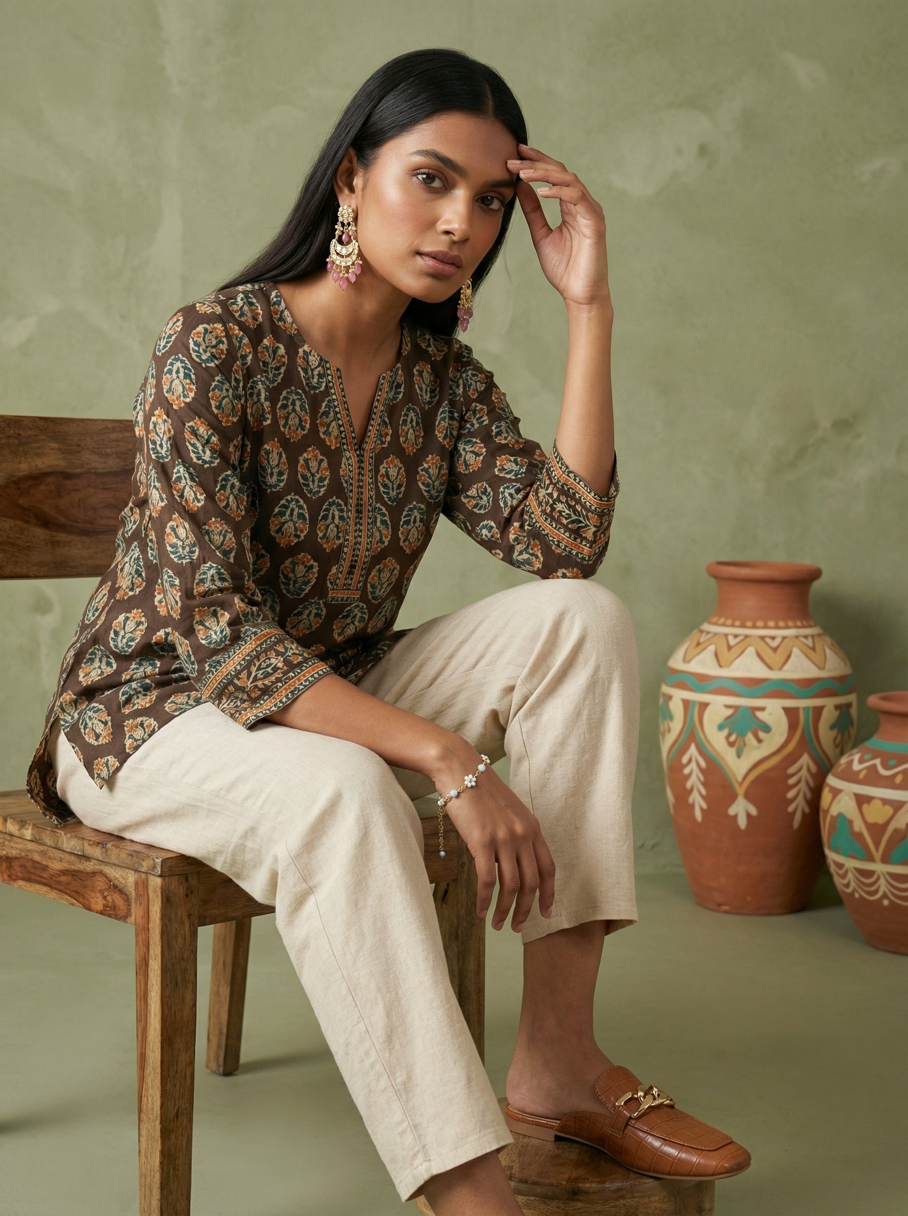 Earthline Collective Cotton Brown Top