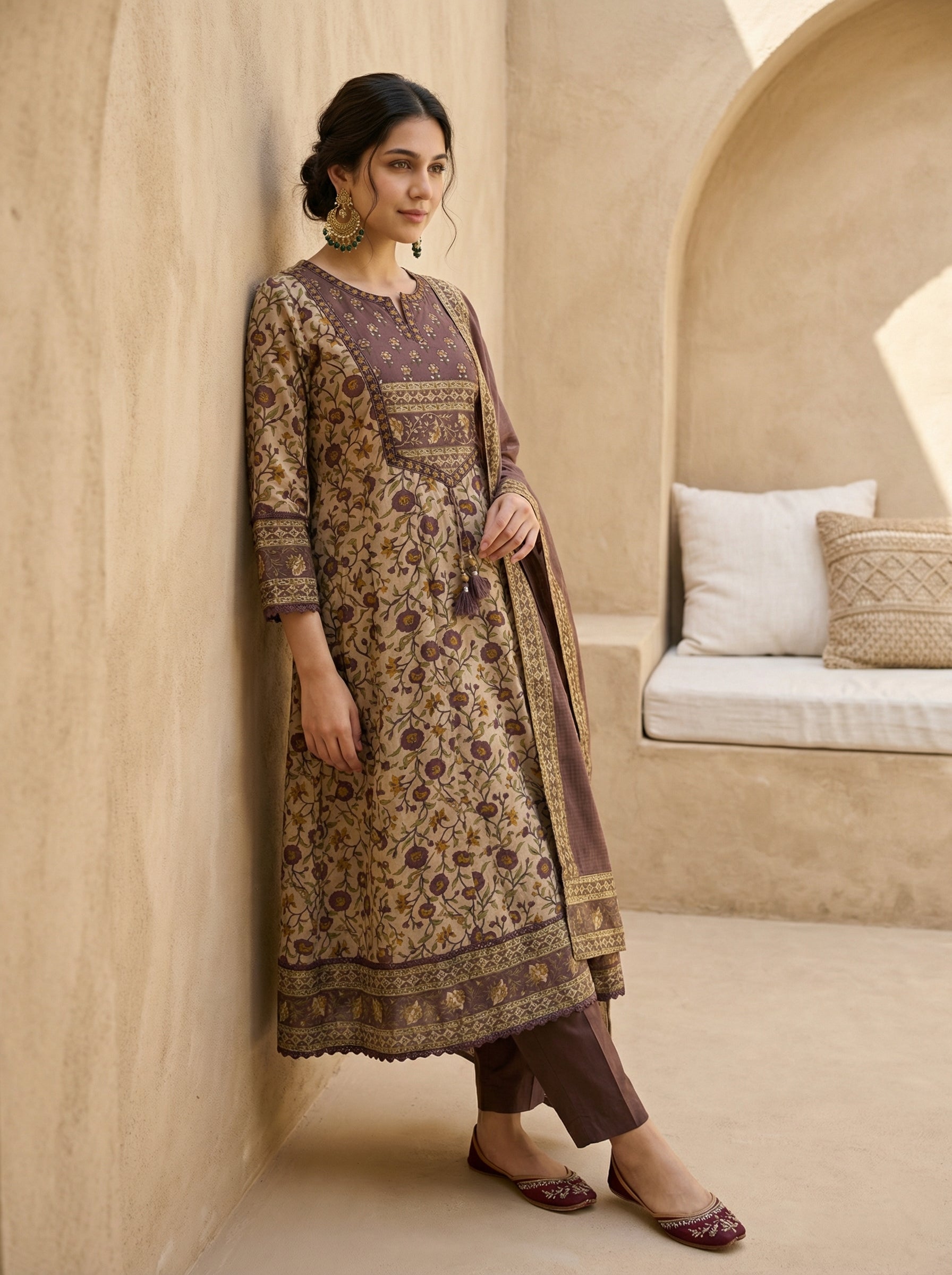 Purple Mughal Jaal Luxury KPD Set