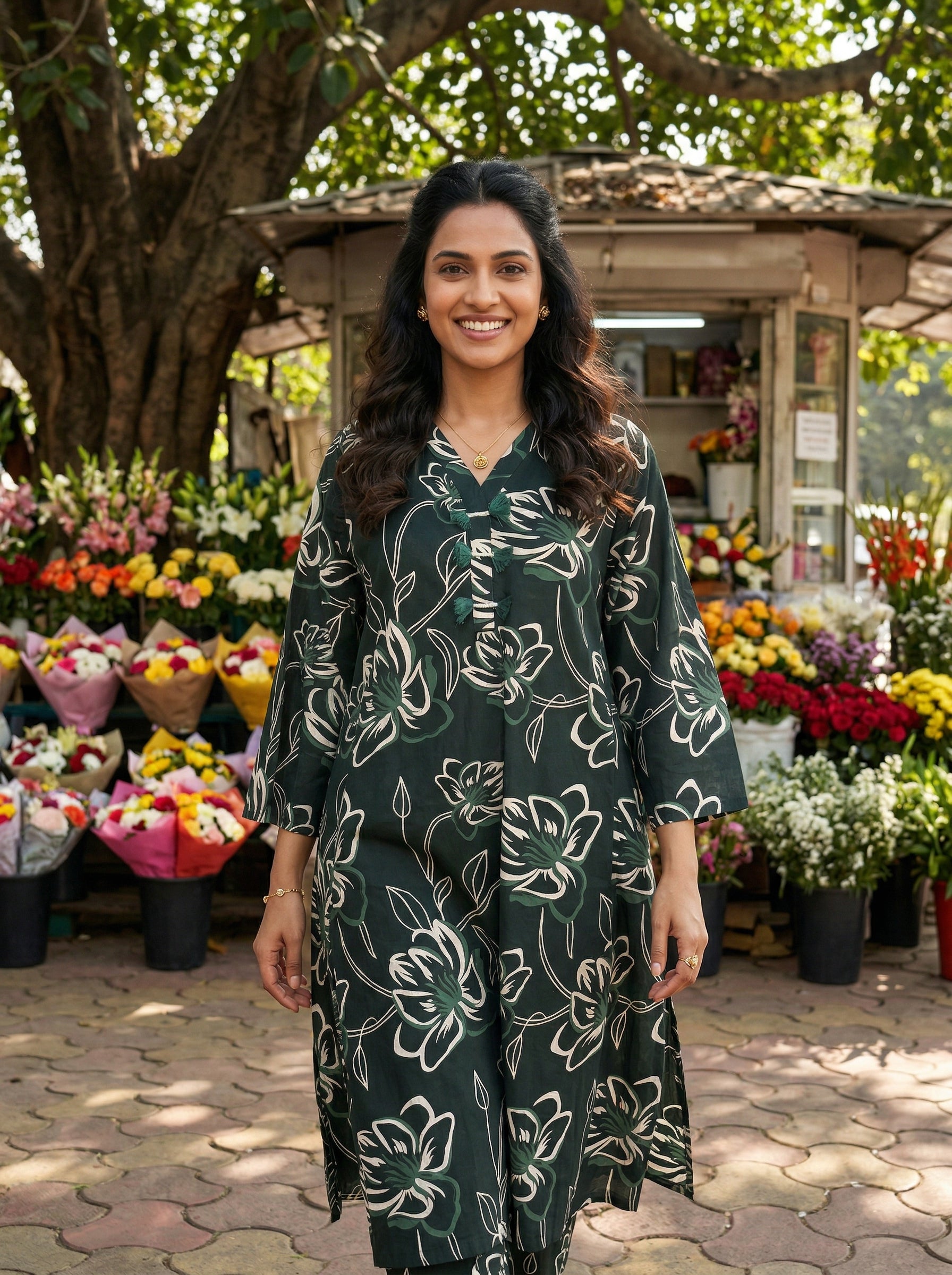Bottle Green Baghbaan Cotton KP Set