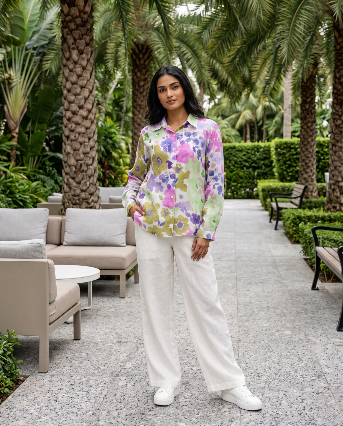 Bamboo Silk 150 GM Lilac Olive Blossom Shirt