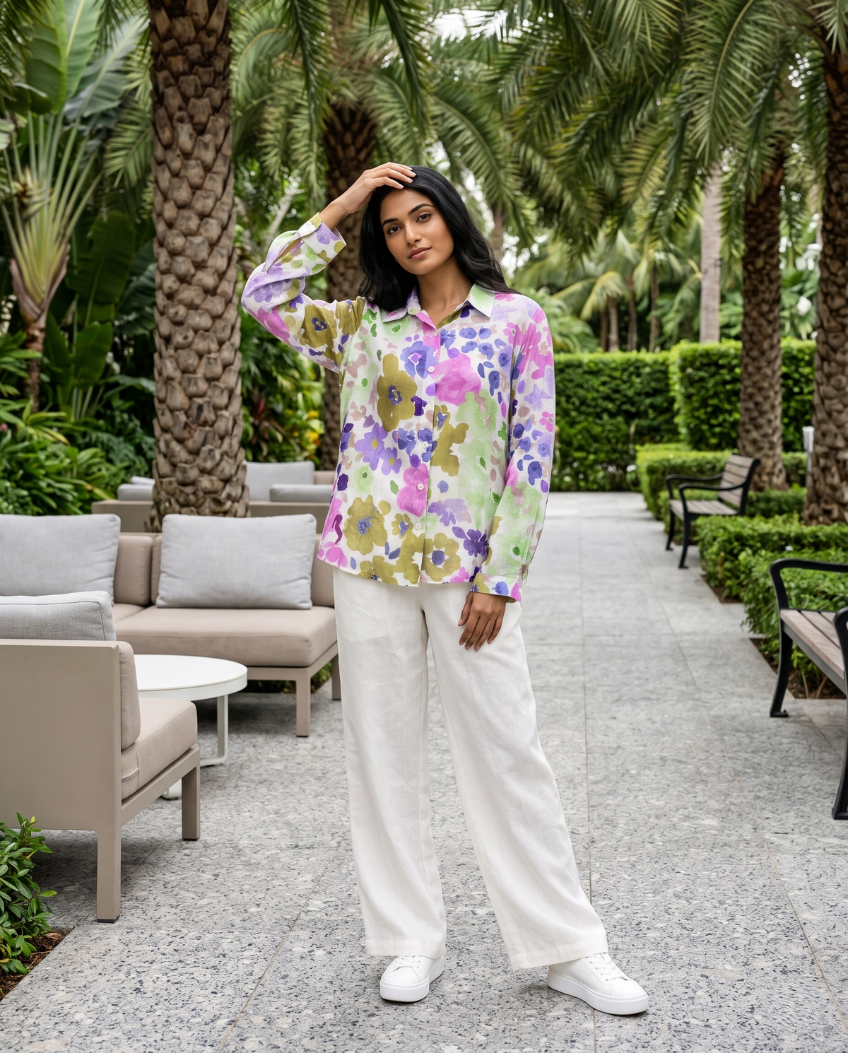 Bamboo Silk 150 GM Lilac Olive Blossom Shirt