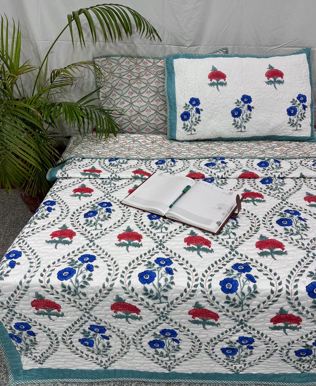 Neel Phool Comforter (Hand Block) - 90*108