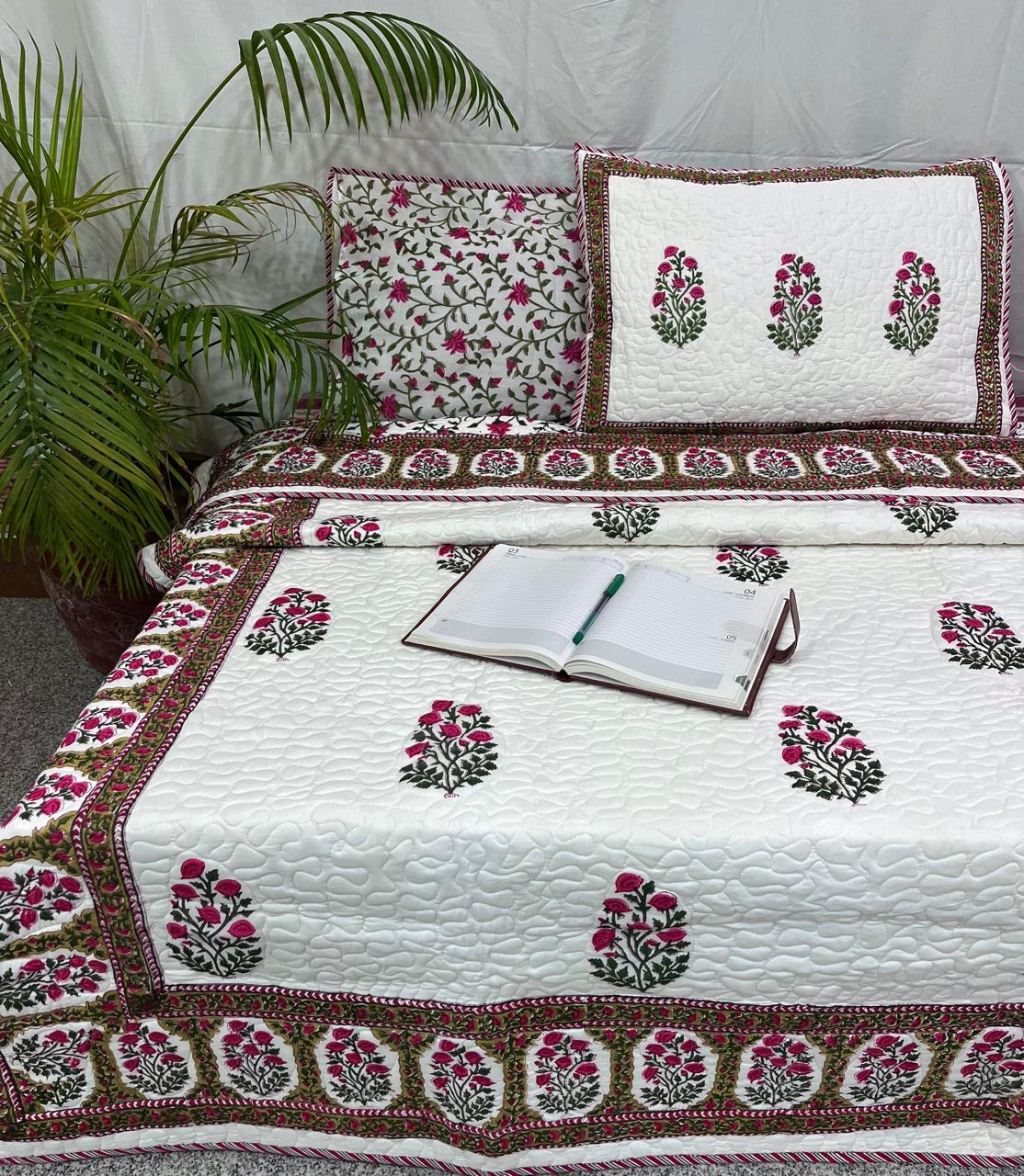 Gulabo Garden Comforter (Hand Block) - 90*108