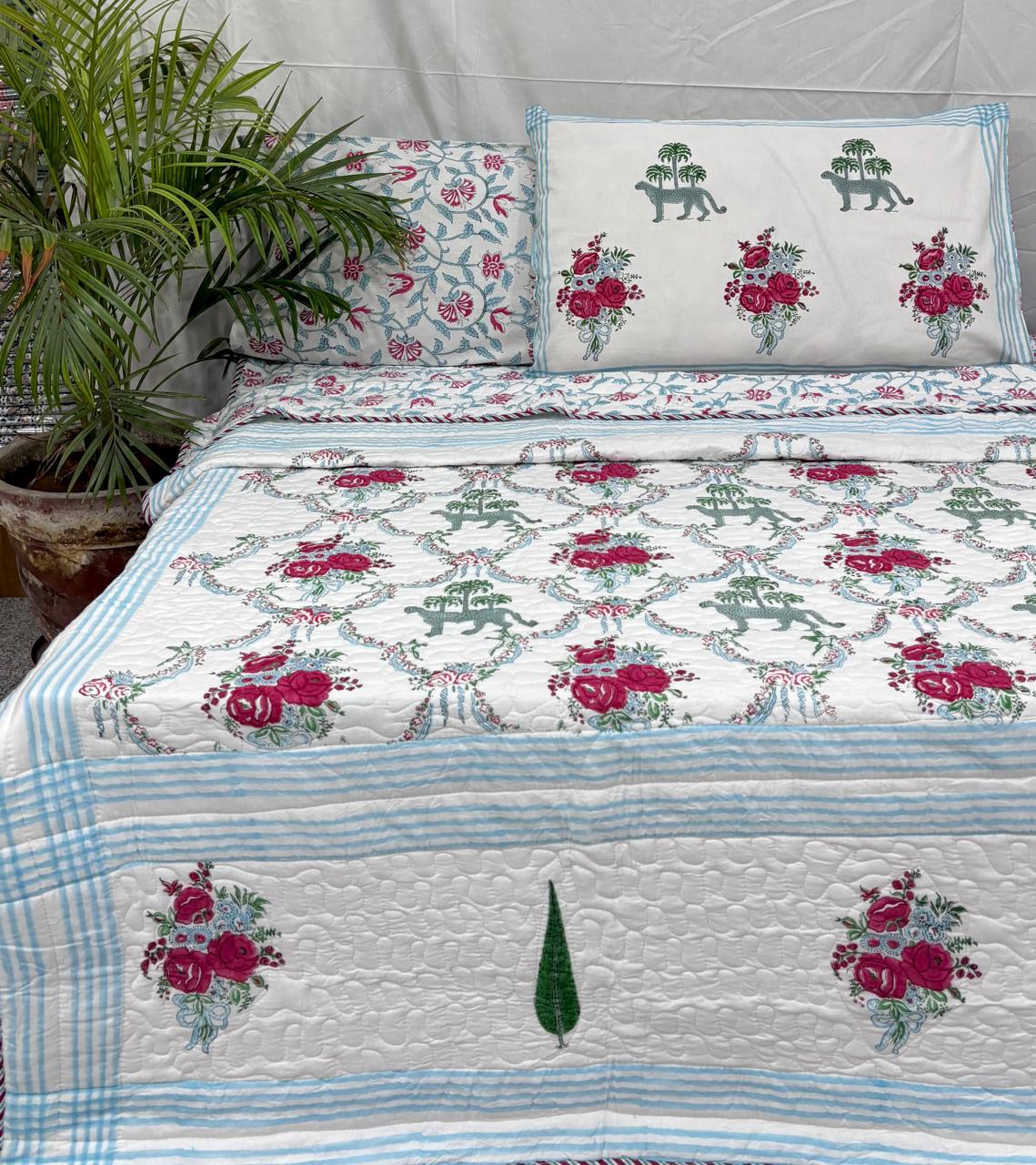 Gulnaar Palm Comforter (Hand Block) - 90*108