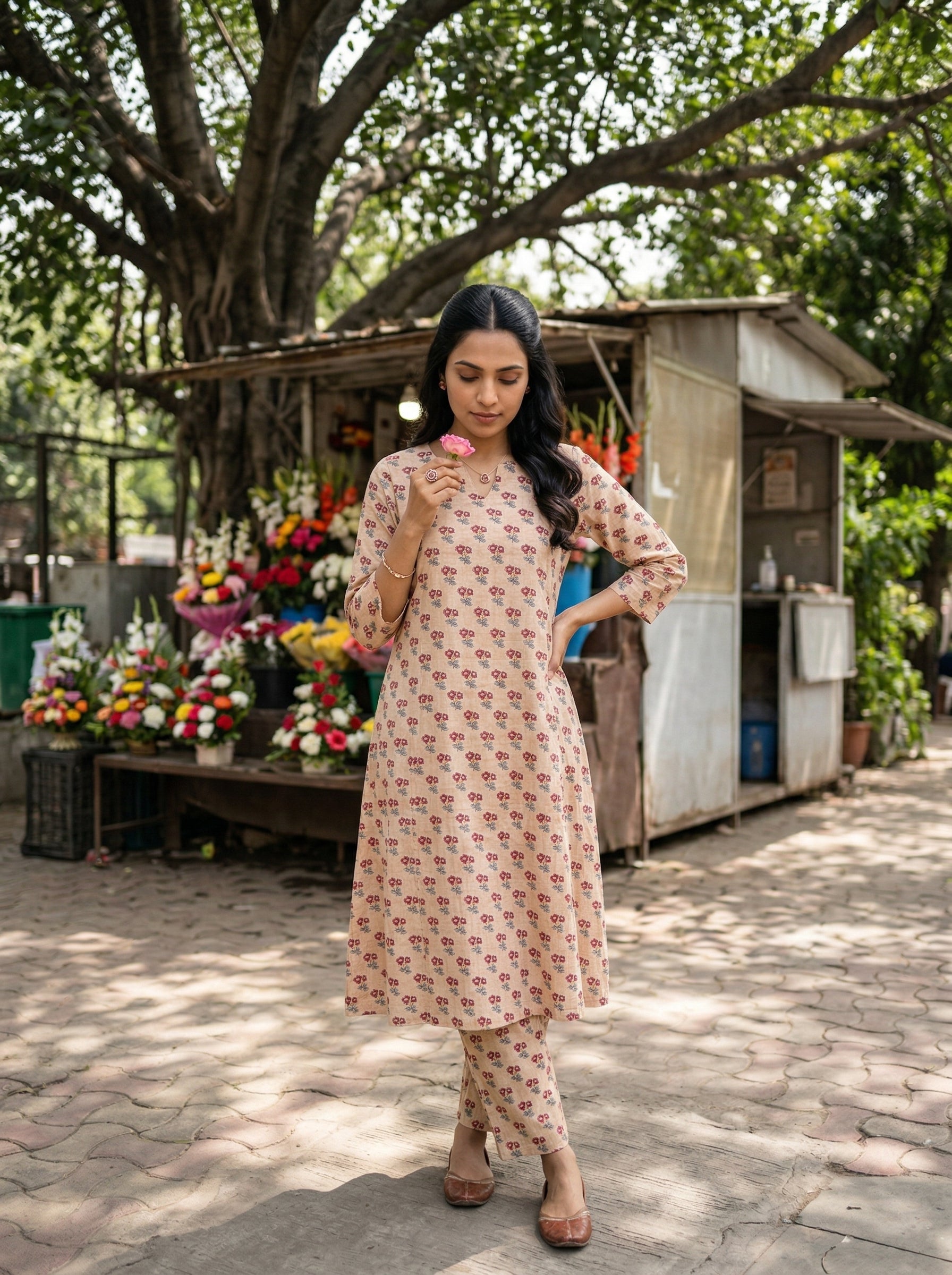 Off White Red Everyday Elegance Cotton KP Set
