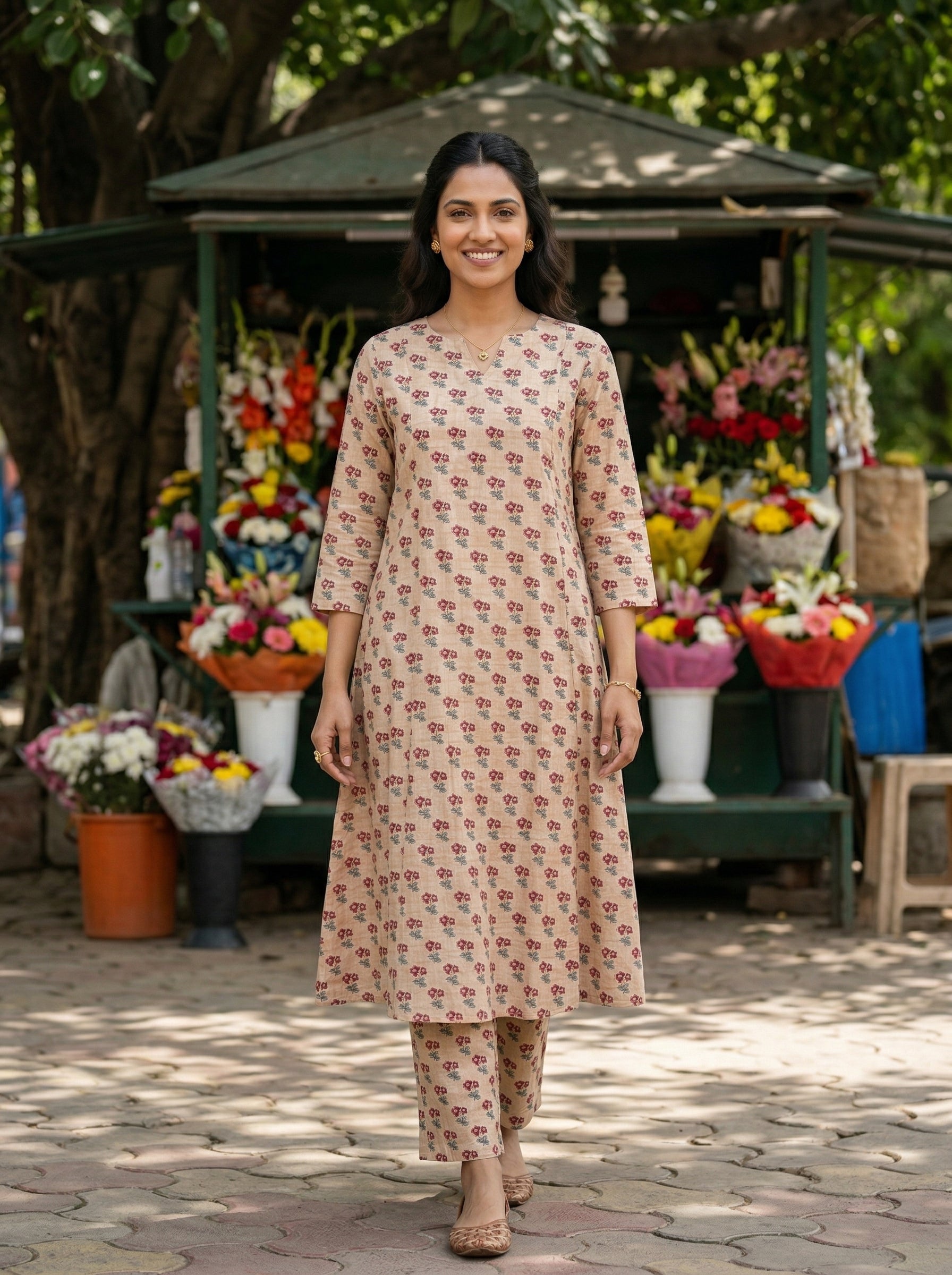 Off White Red Everyday Elegance Cotton KP Set