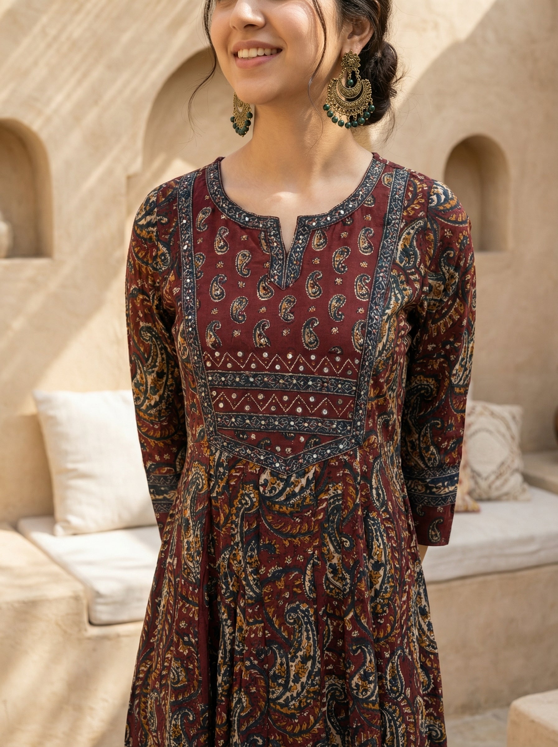 Brick Red Cotton Paisley Elegance KPD Set