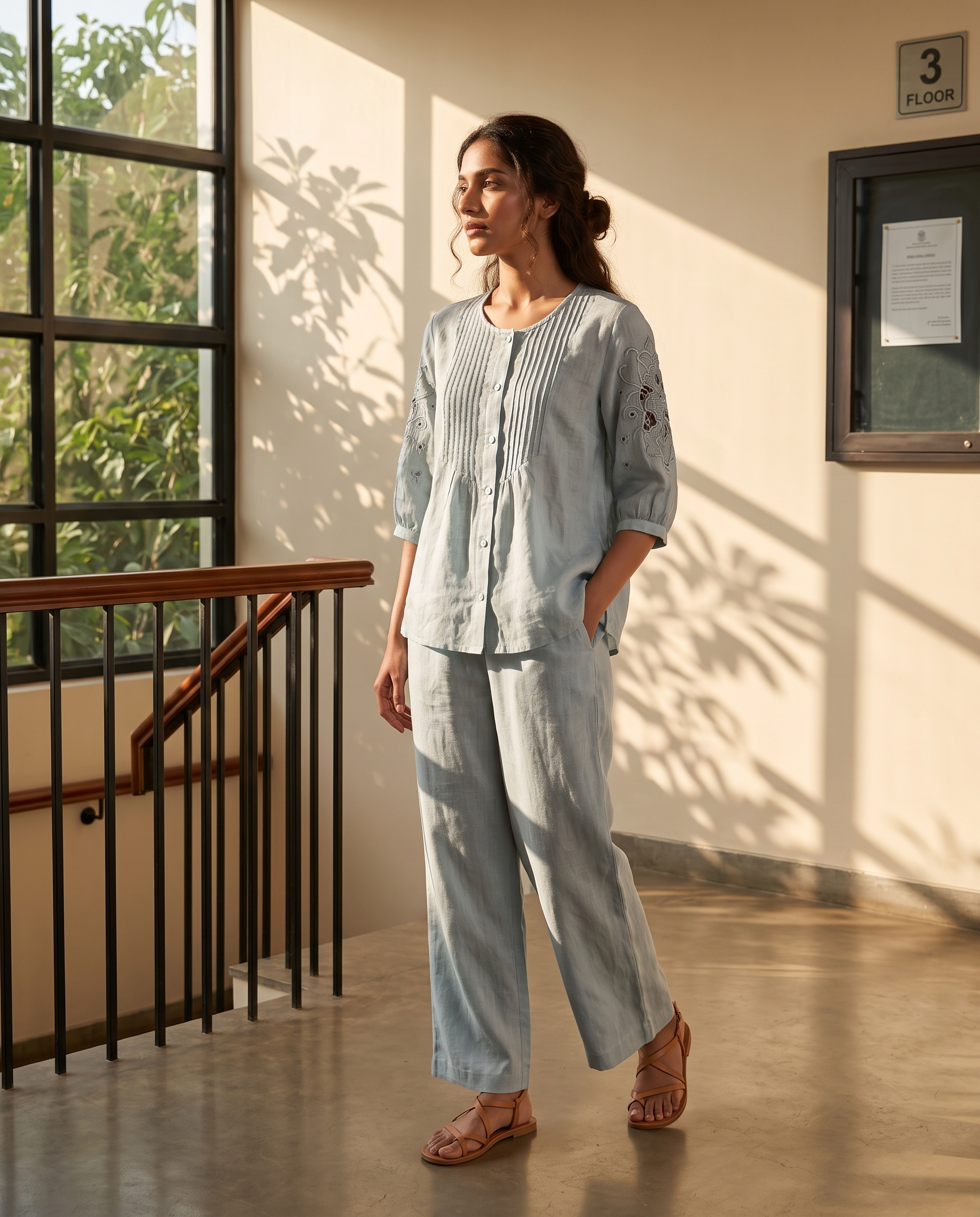 Sage Mist European Linen Top - Sage Grey