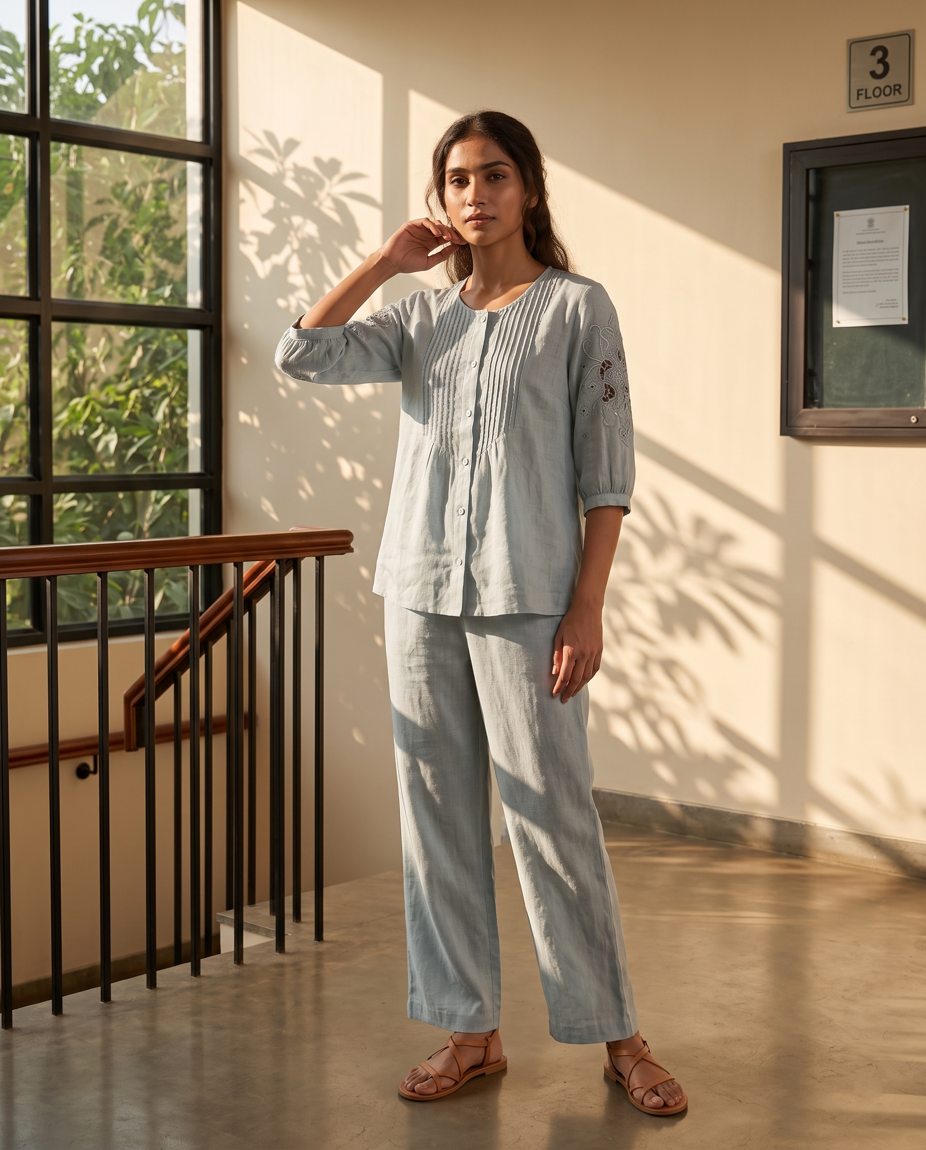 Sage Mist European Linen Top - Sage Grey
