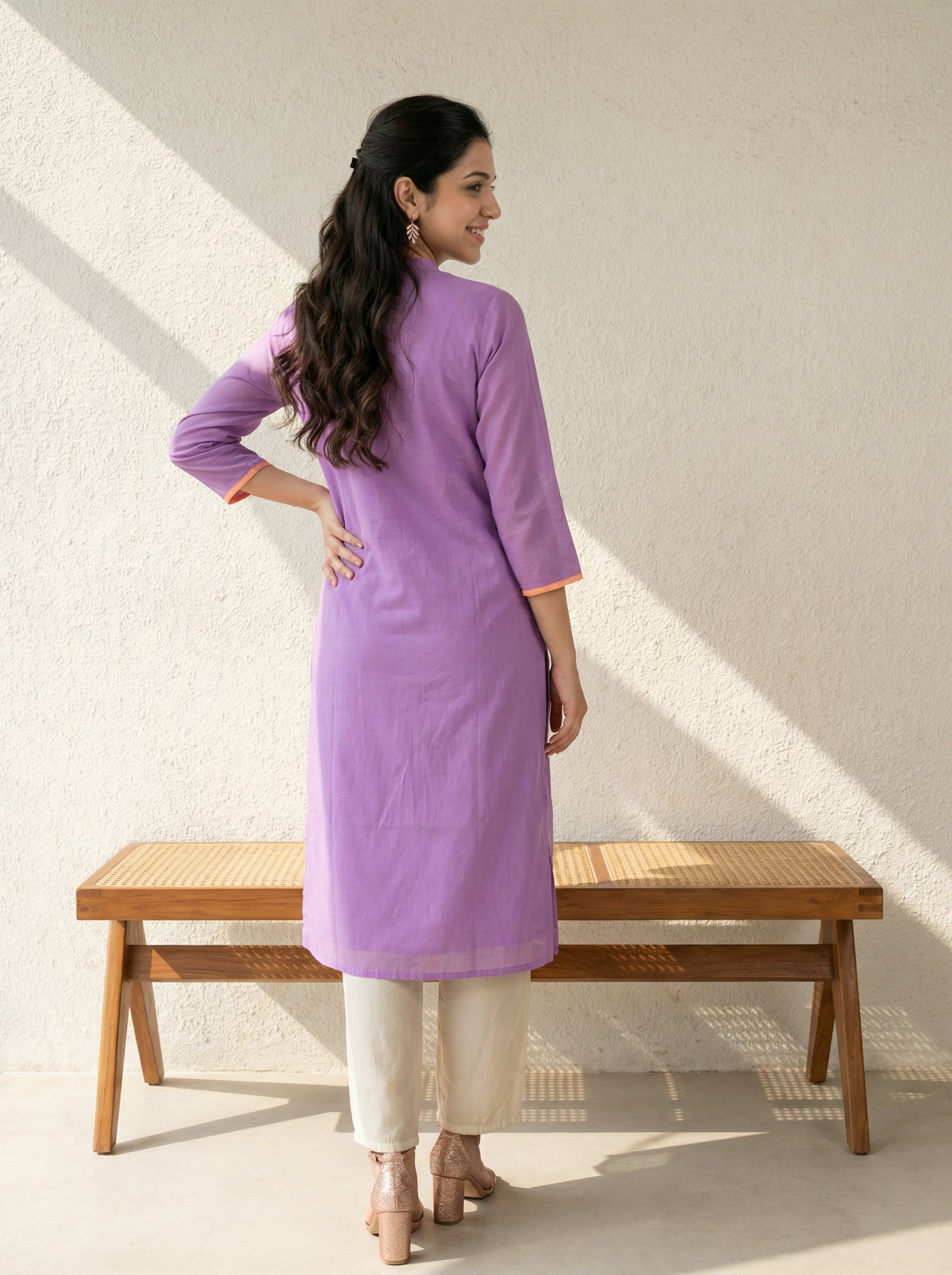 Lavender Mul Cotton Kurta