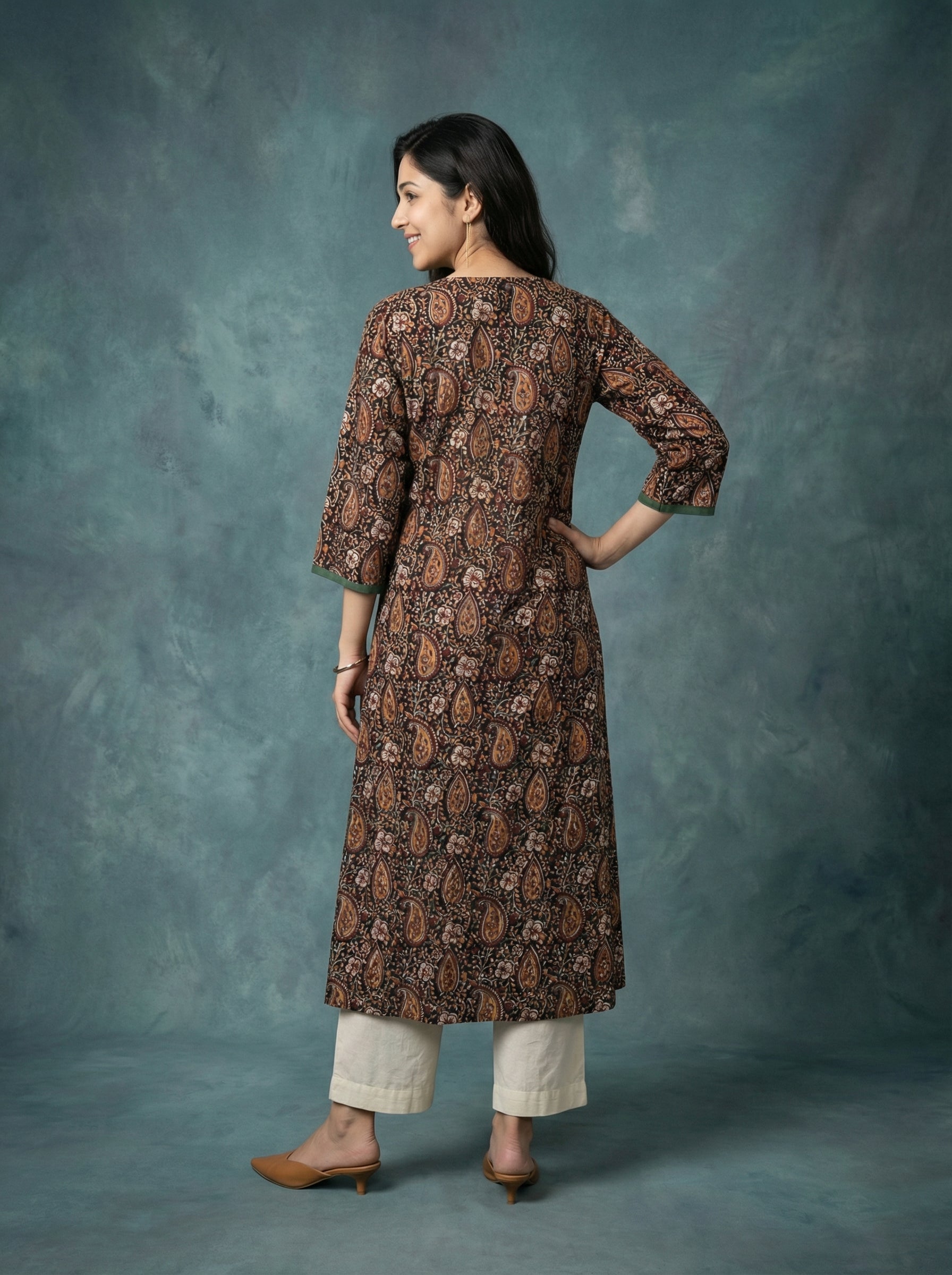 Jazz Waves Cotton Black/Brown Yoke Kurta
