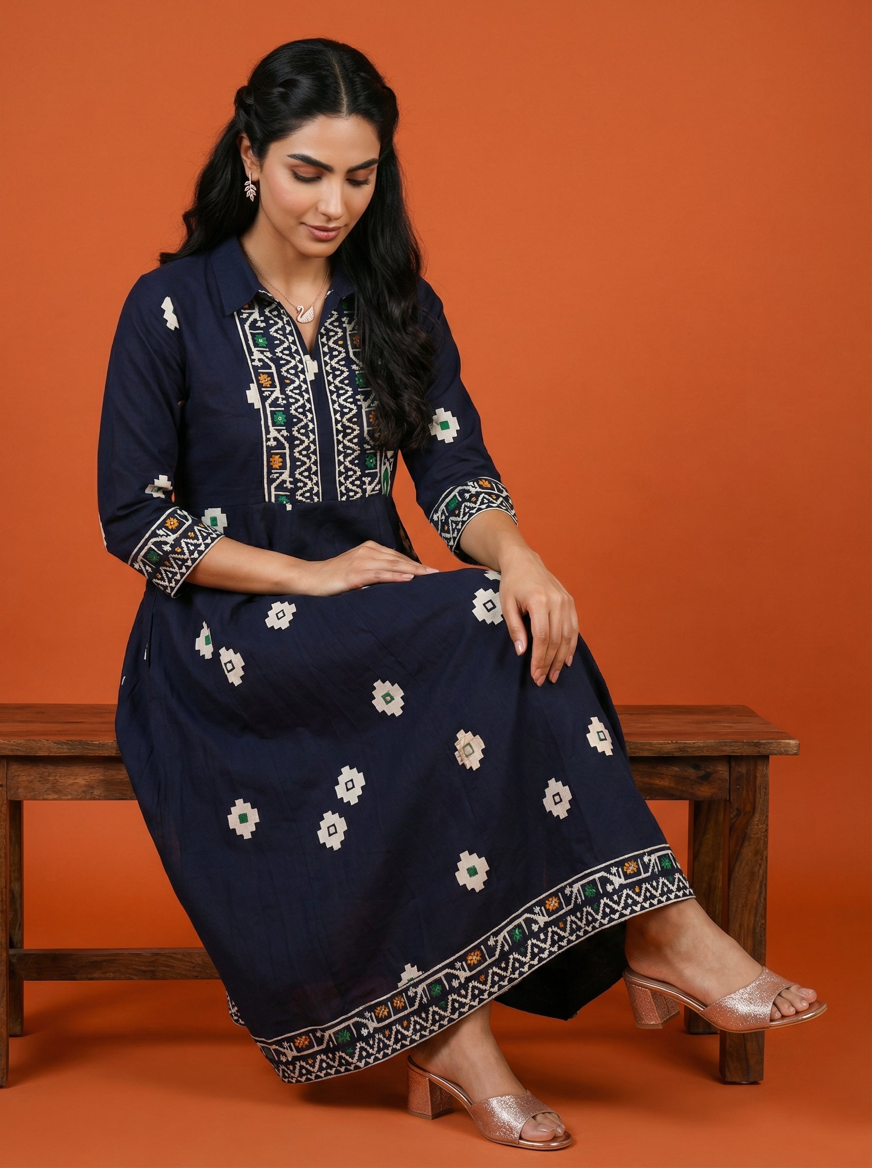 Border Buzz Blue Anarkali Dress