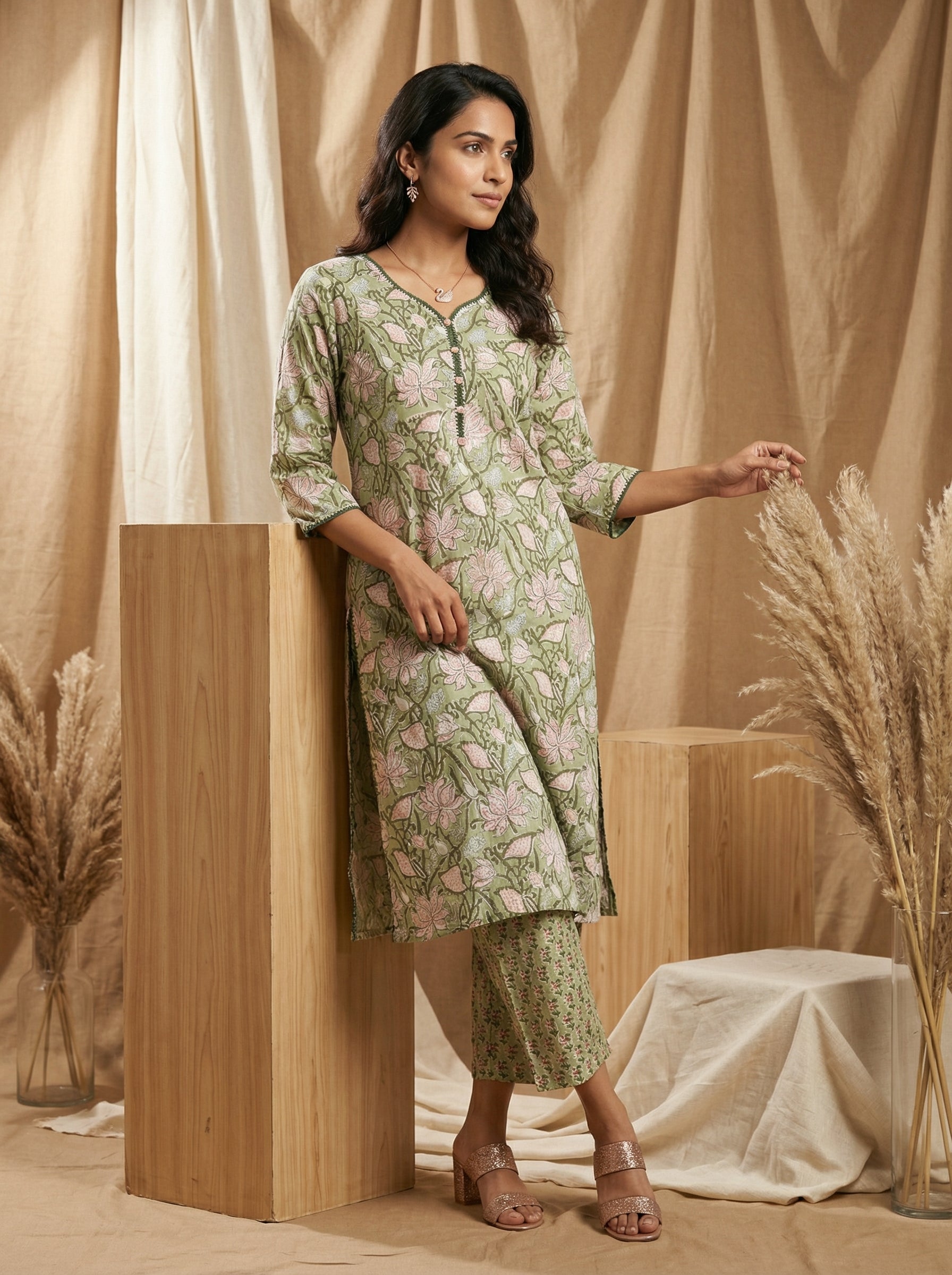 Green Cotton Gotta Patti Galore KP Set