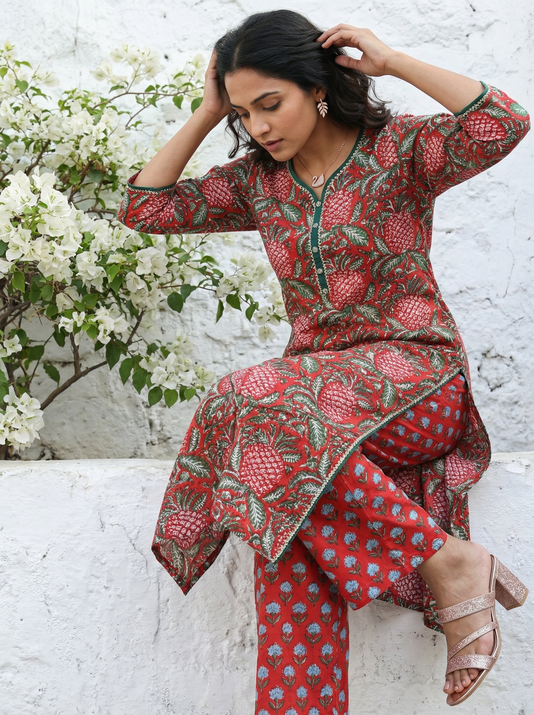 Red Cotton Gotta Patti Galore KP Set