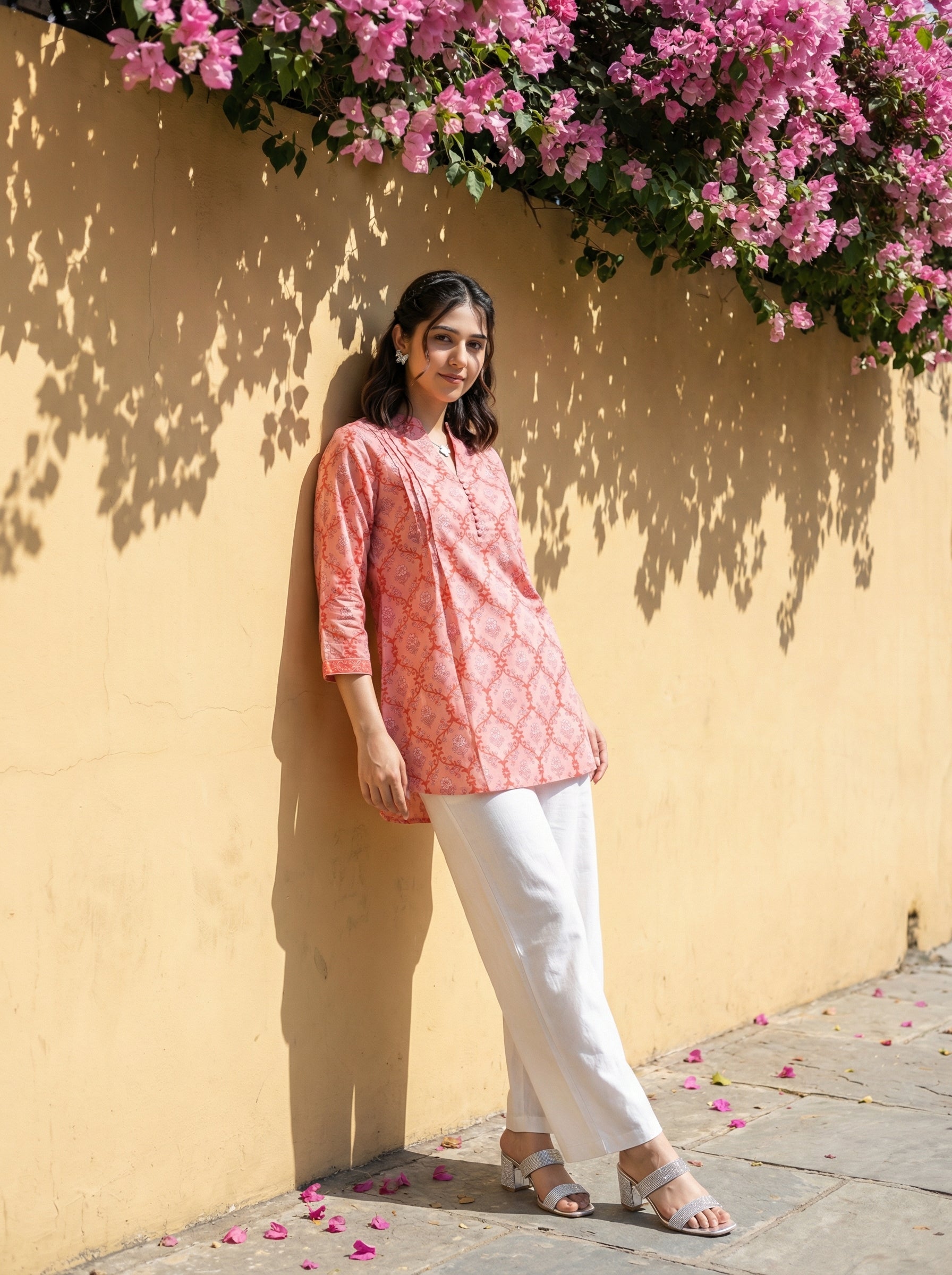 EVERYDAY WEAR PEACH AESTHETIC TOP (HANDPRINTED)