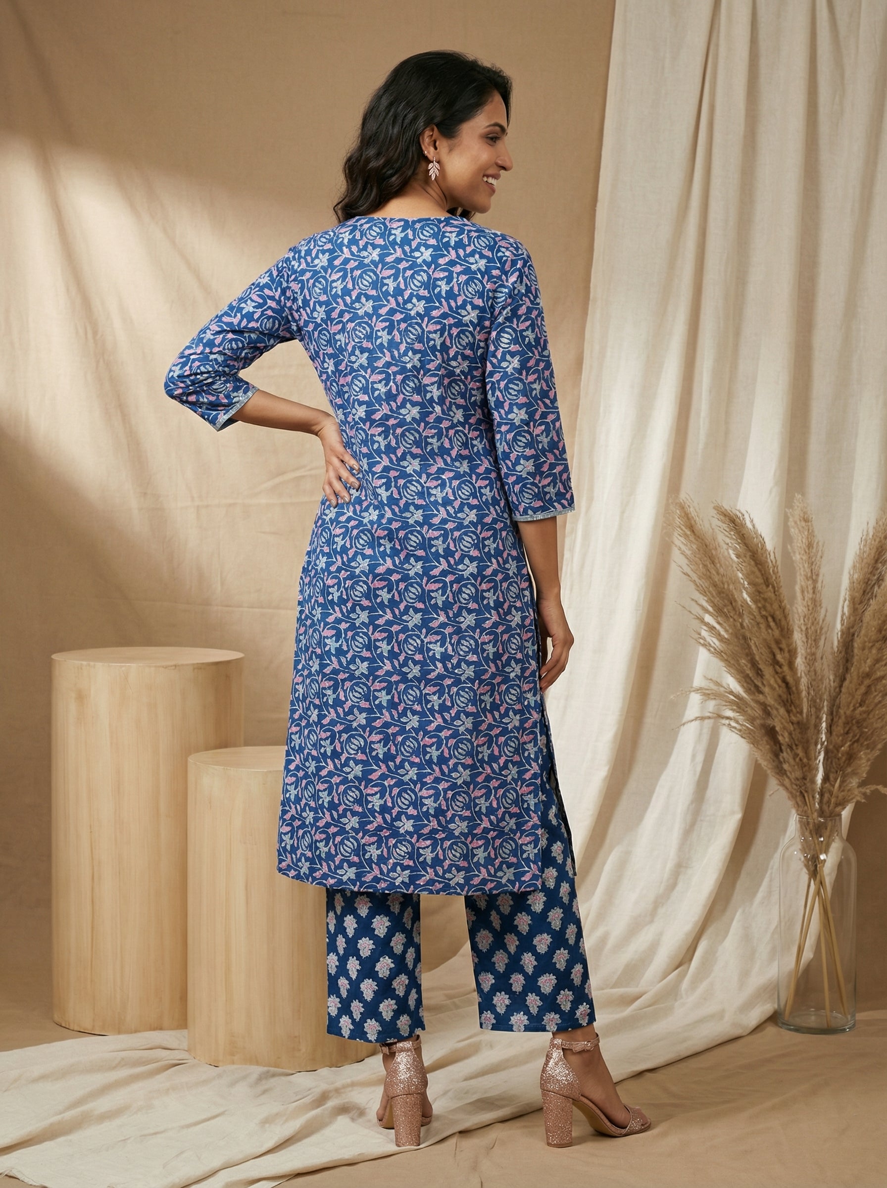 Navy Blue Cotton Gotta Patti Galore KP Set