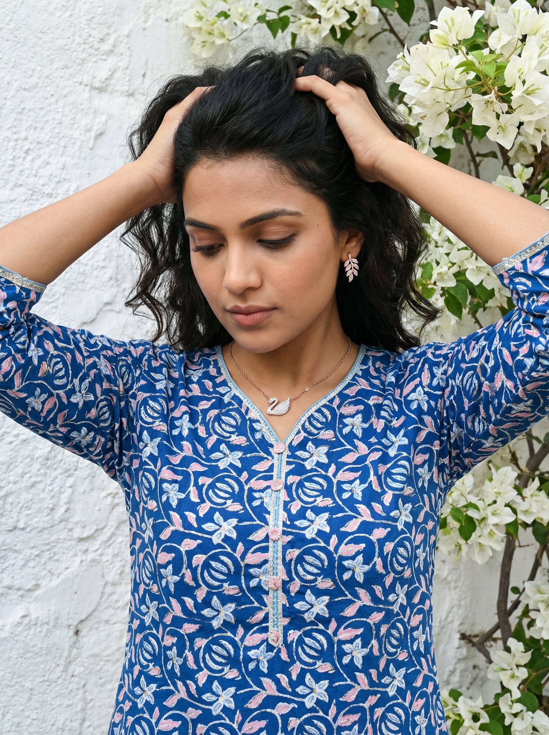 Navy Blue Cotton Gotta Patti Galore KP Set