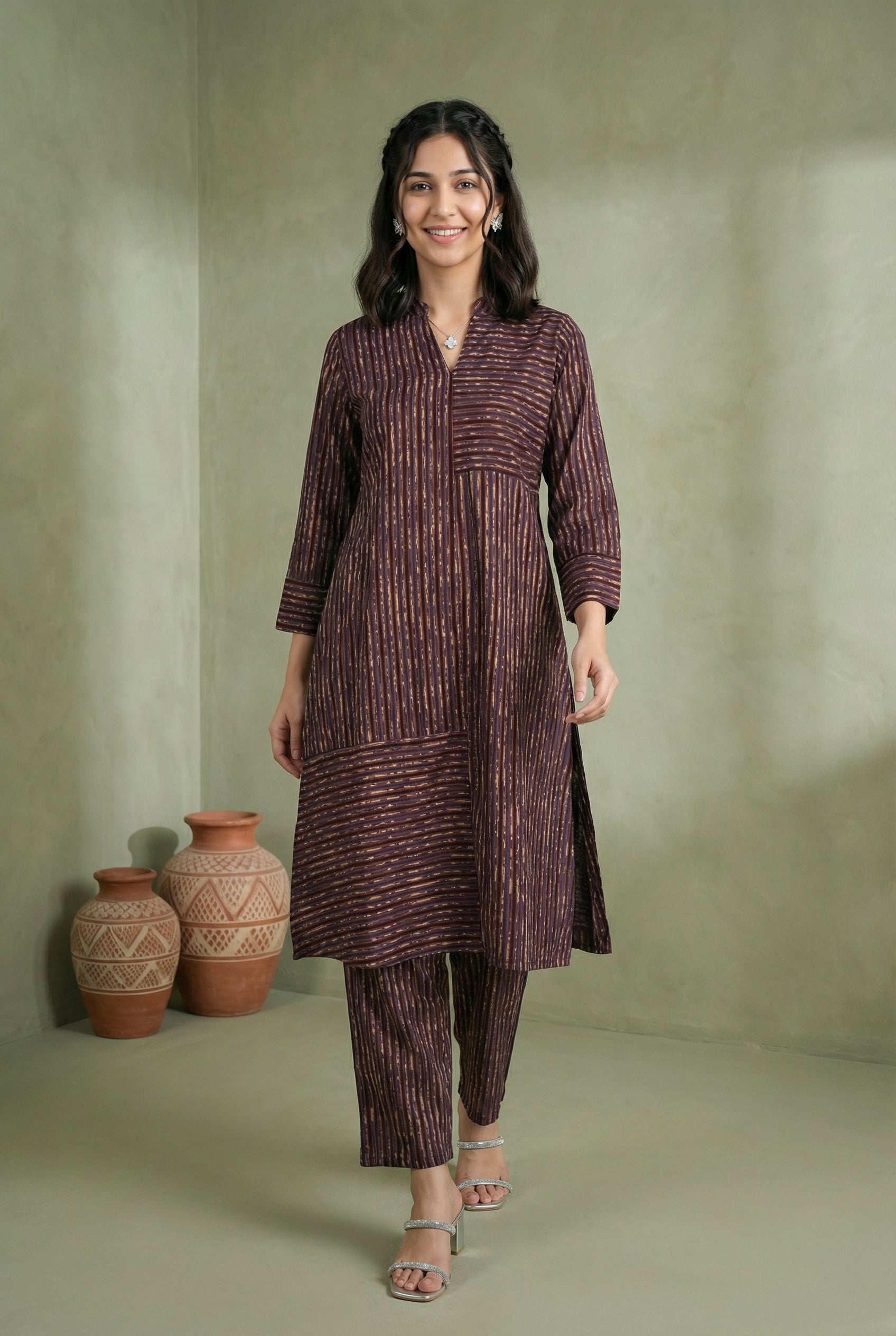 Black/Maroon-Blue Cotton The Earthline Edit KP Set