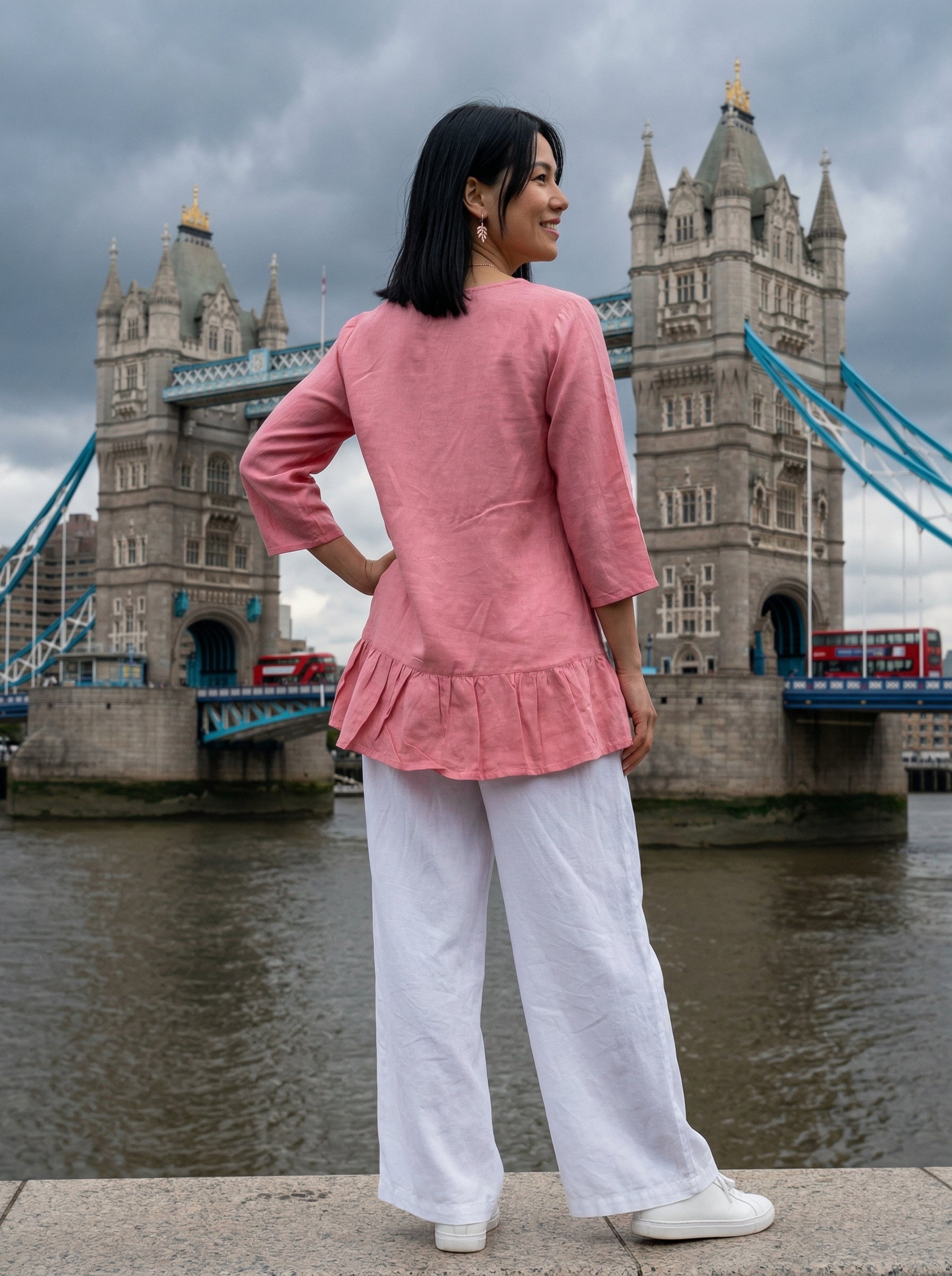 THE LINEAR WAVE PINK COTTON TOP