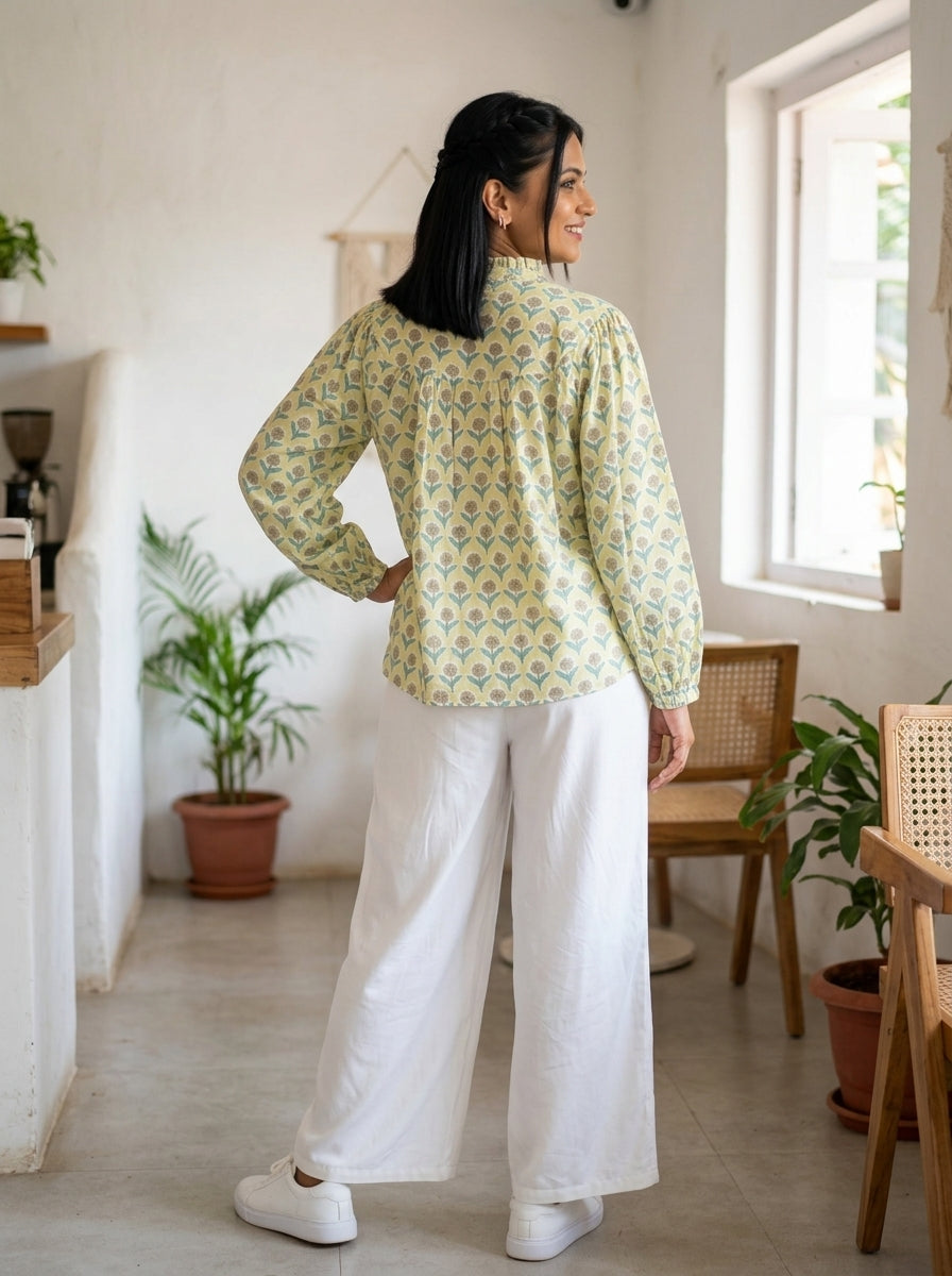 SOFT BLOSSOM GREEN COTTON TOP