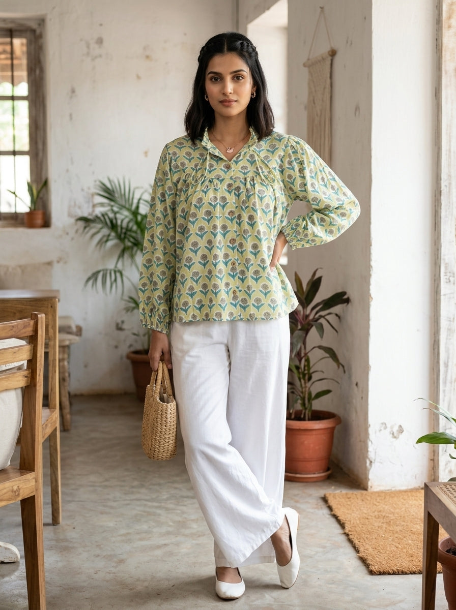 SOFT BLOSSOM GREEN COTTON TOP