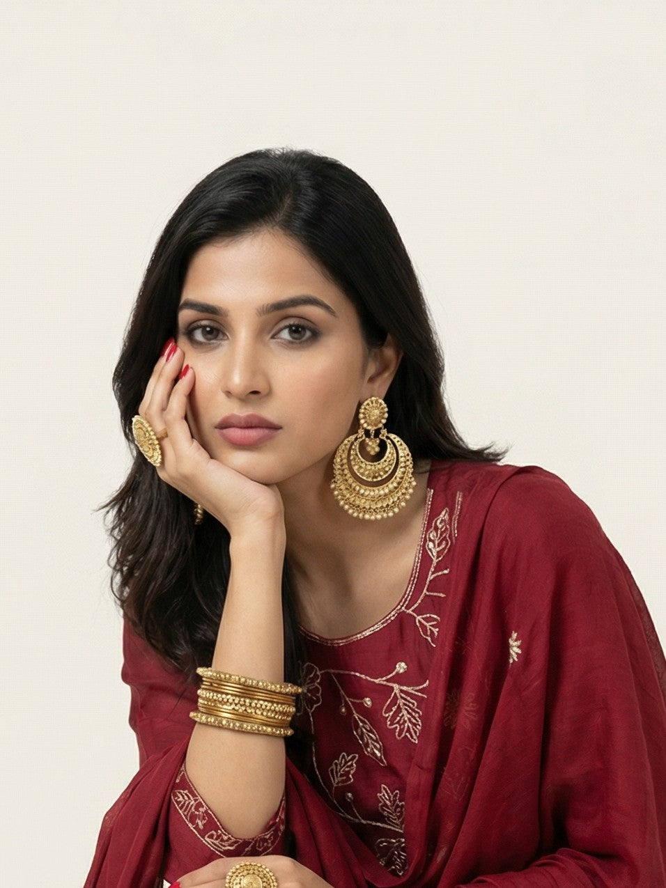 Royal Embroidery Muslin Silk Magenta KPD Set