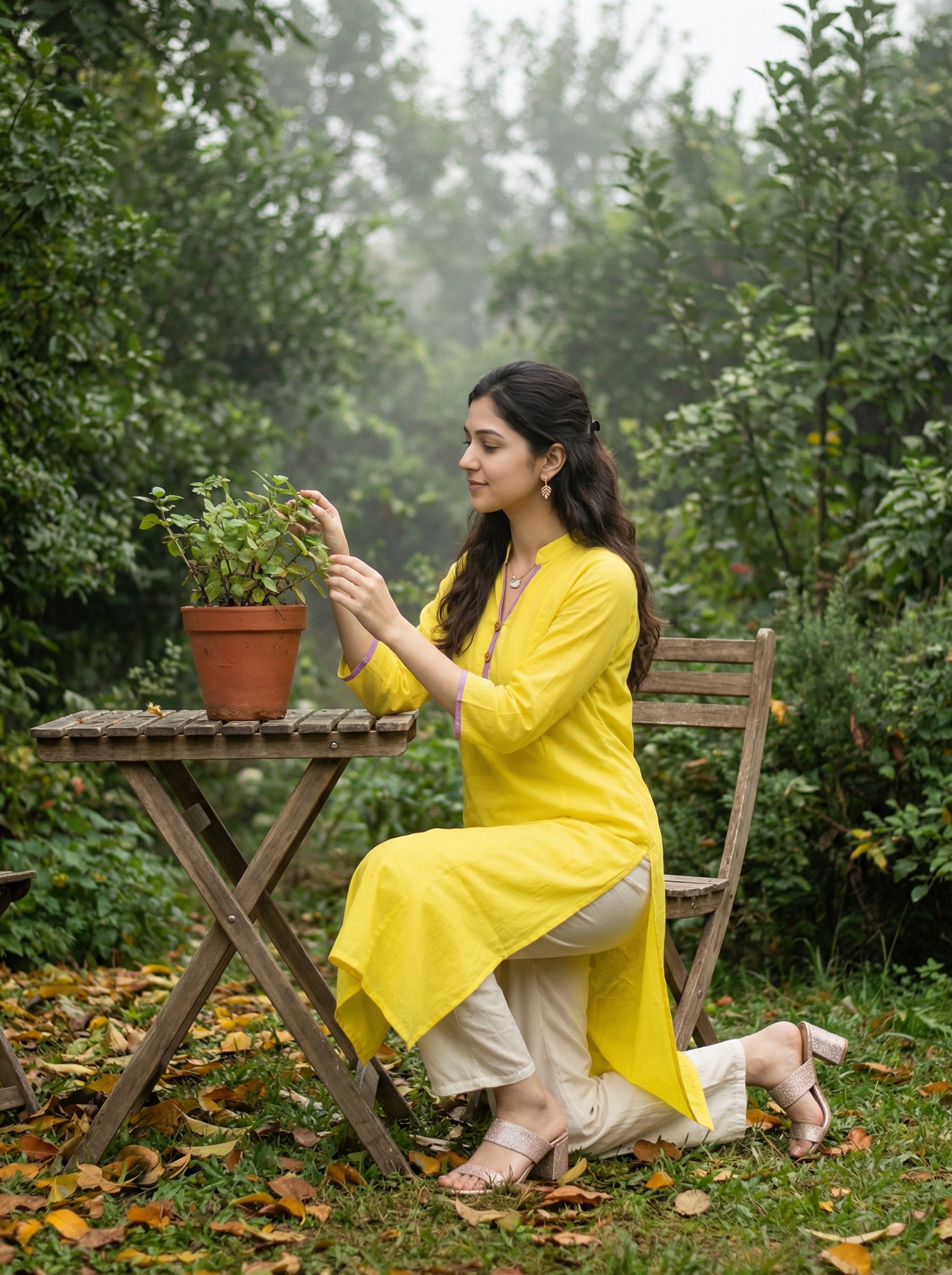 Yellow Mul Cotton Kurta