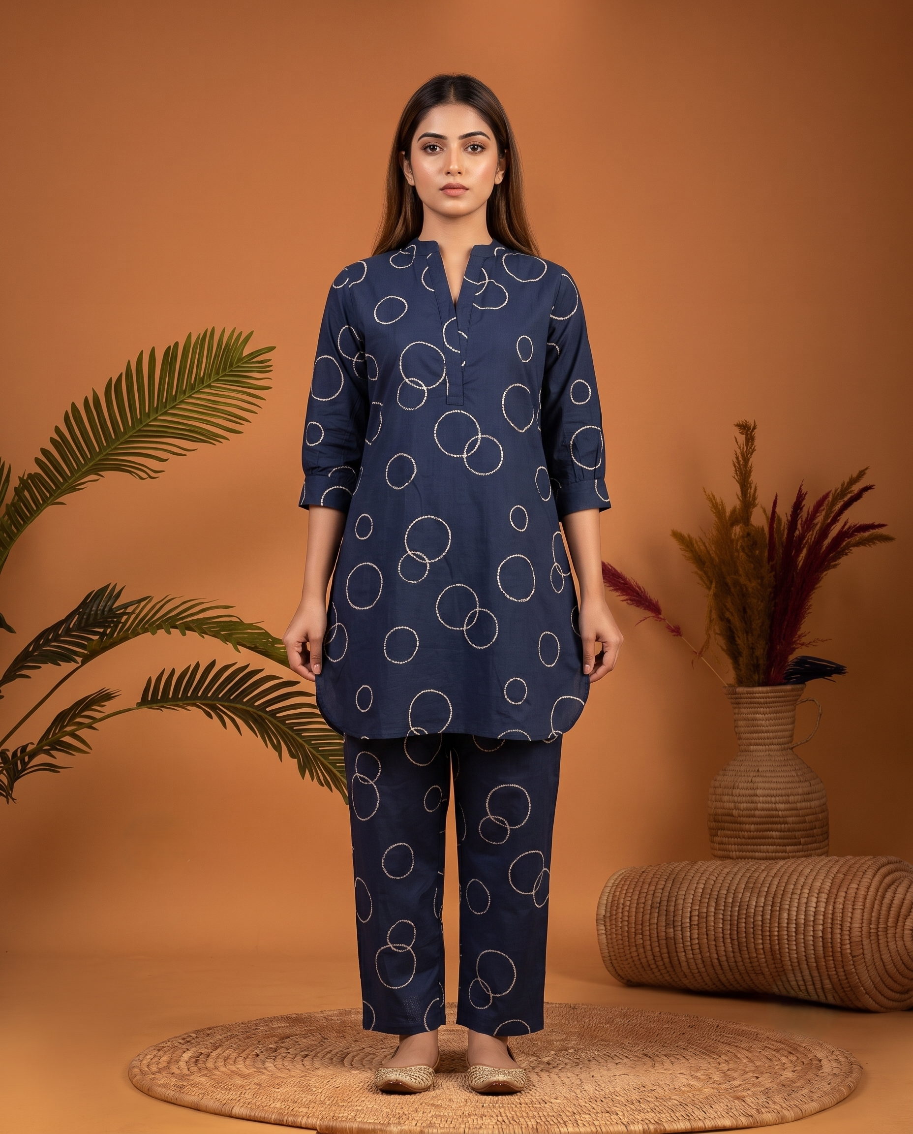 BLUE BUBBLE PRINT ETHNIC FARSI SET