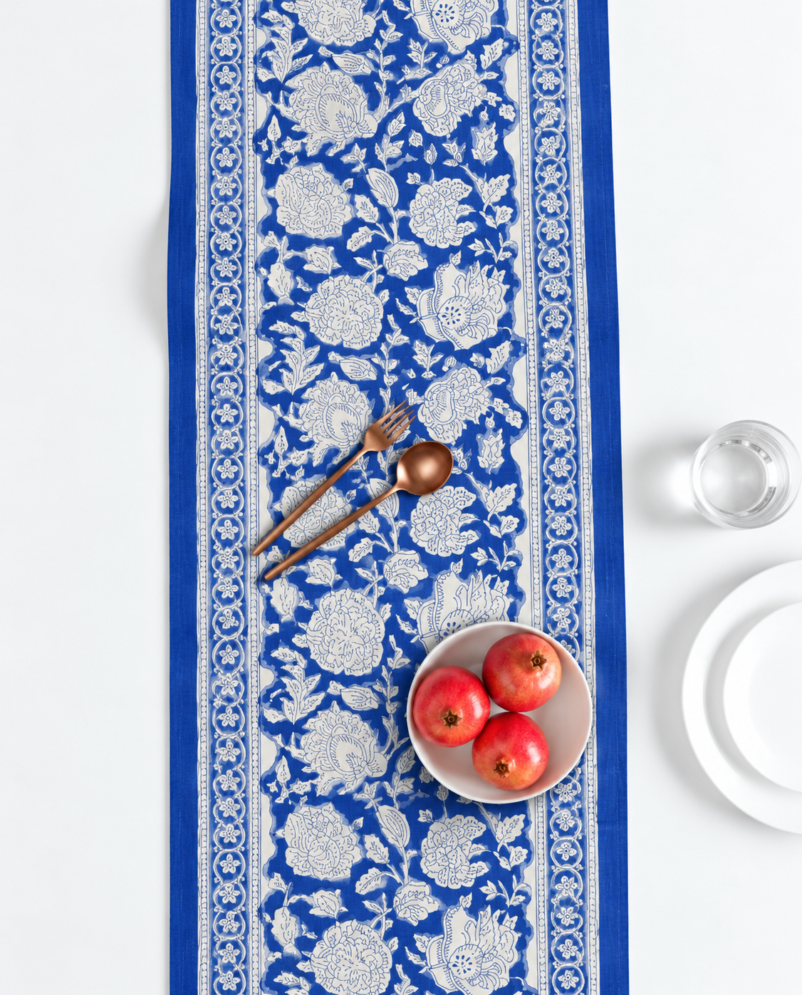 ROYAL INDIGO FLORAL TABLE RUNNER