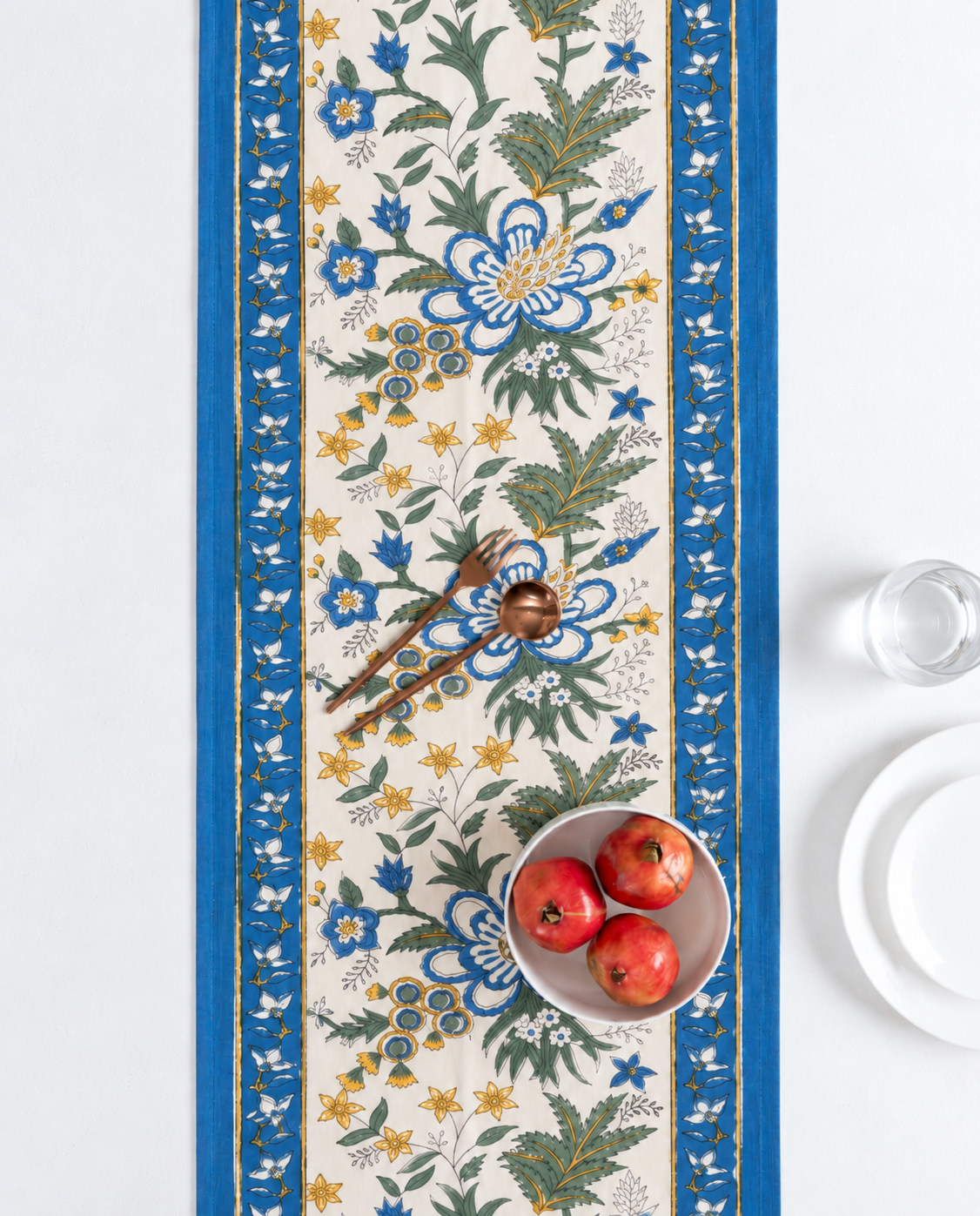 BLUE BOTANICAL TABLE RUNNER
