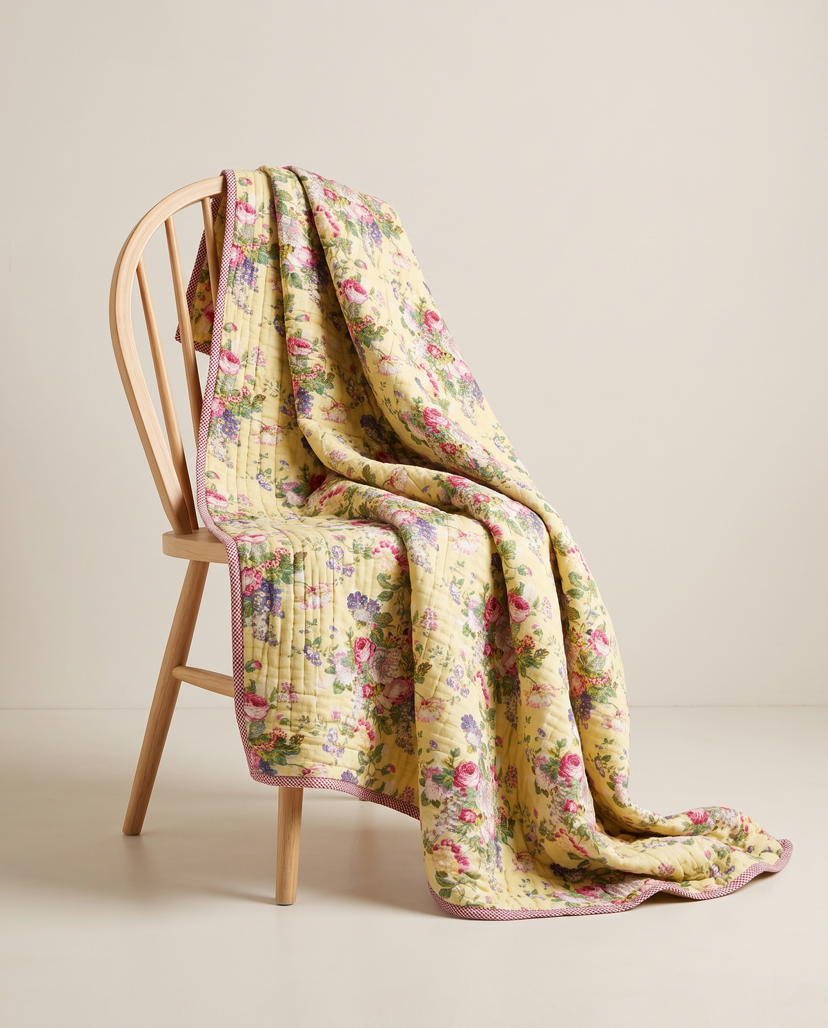 FLORABELLE LEMON YELLOW HAND BLOCK REVERSIBLE QUILT