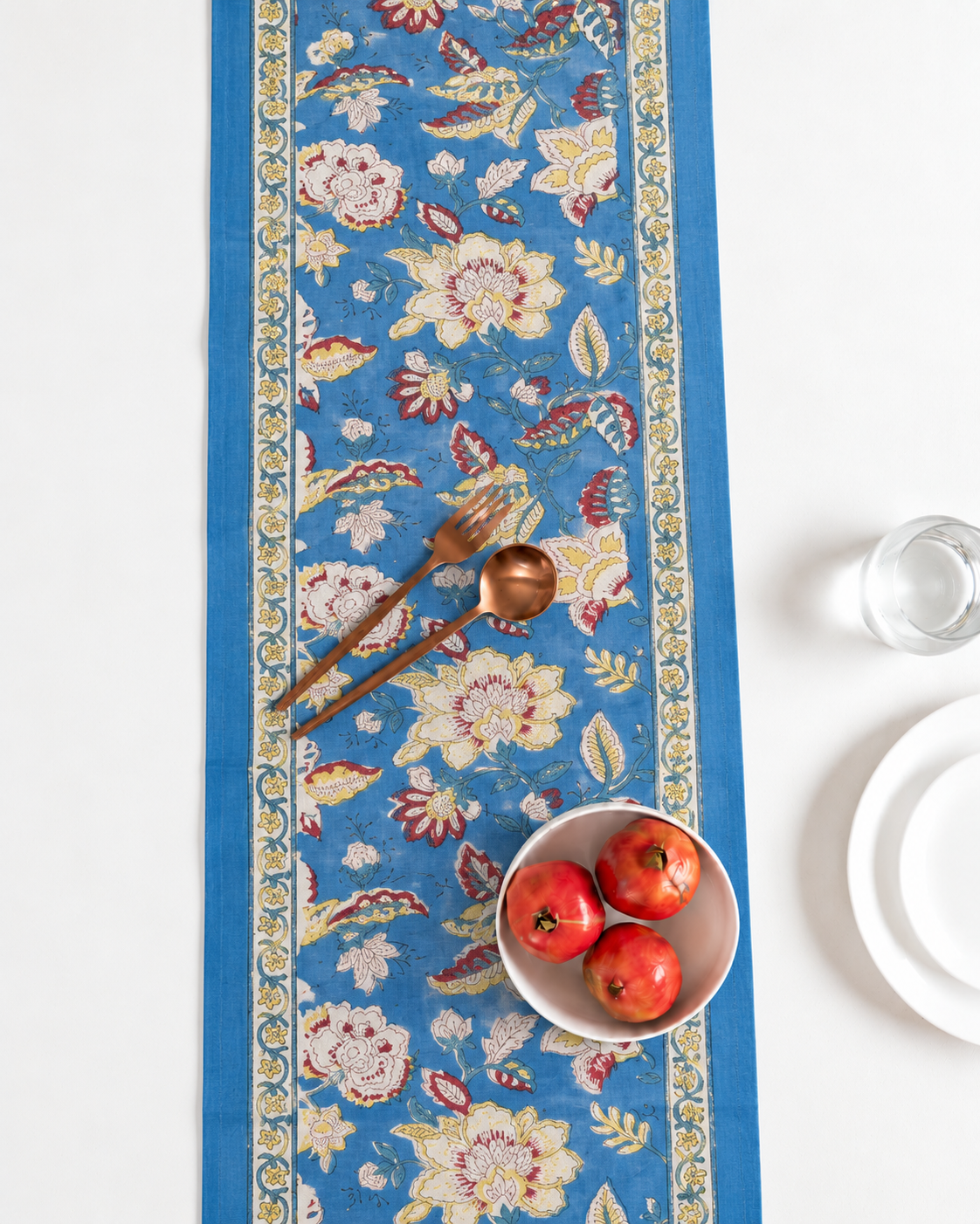 OCEAN BLUE FLORAL TABLE RUNNER